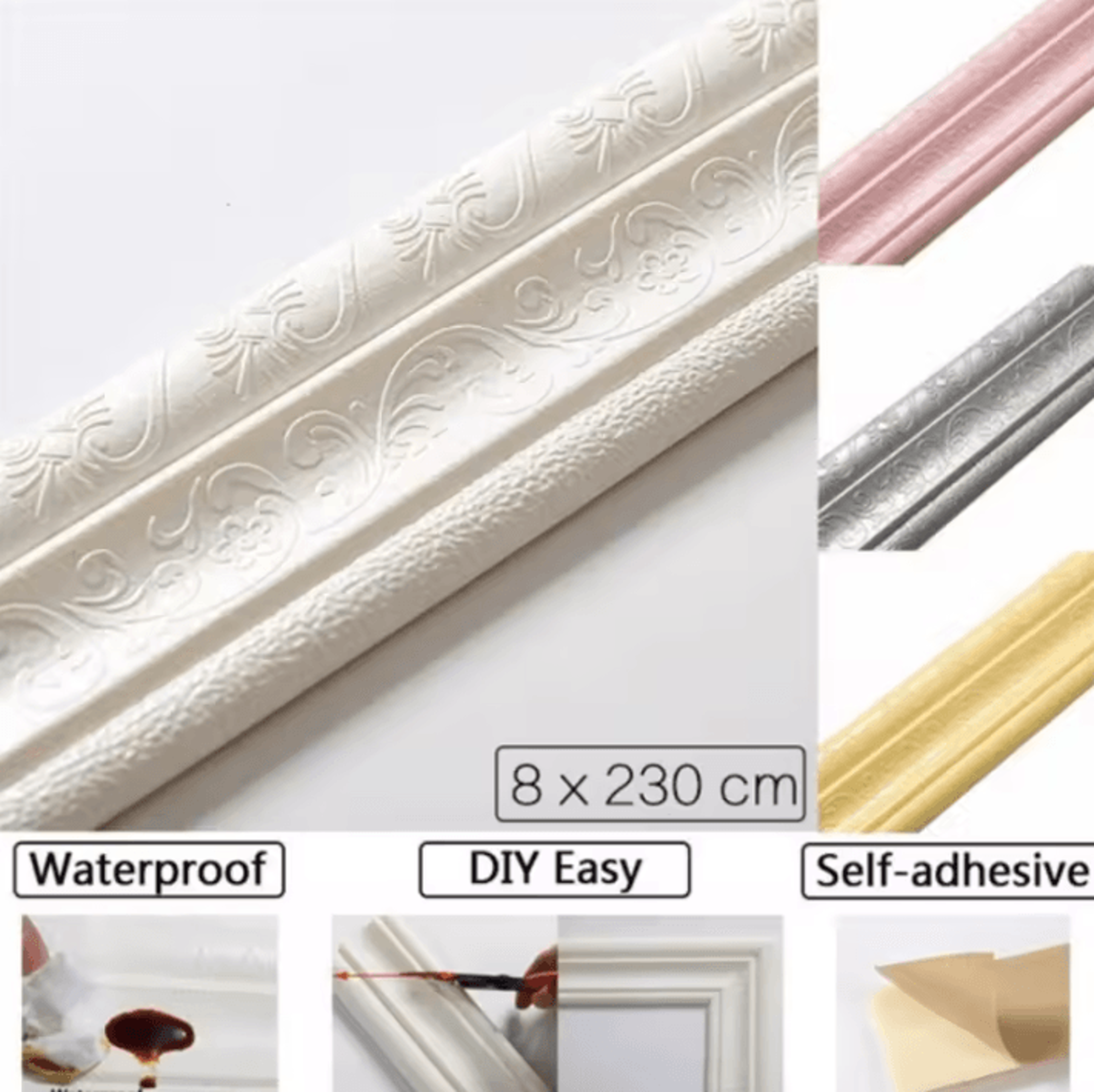 3d foam self adhesive wall border waterproof baseboard trim