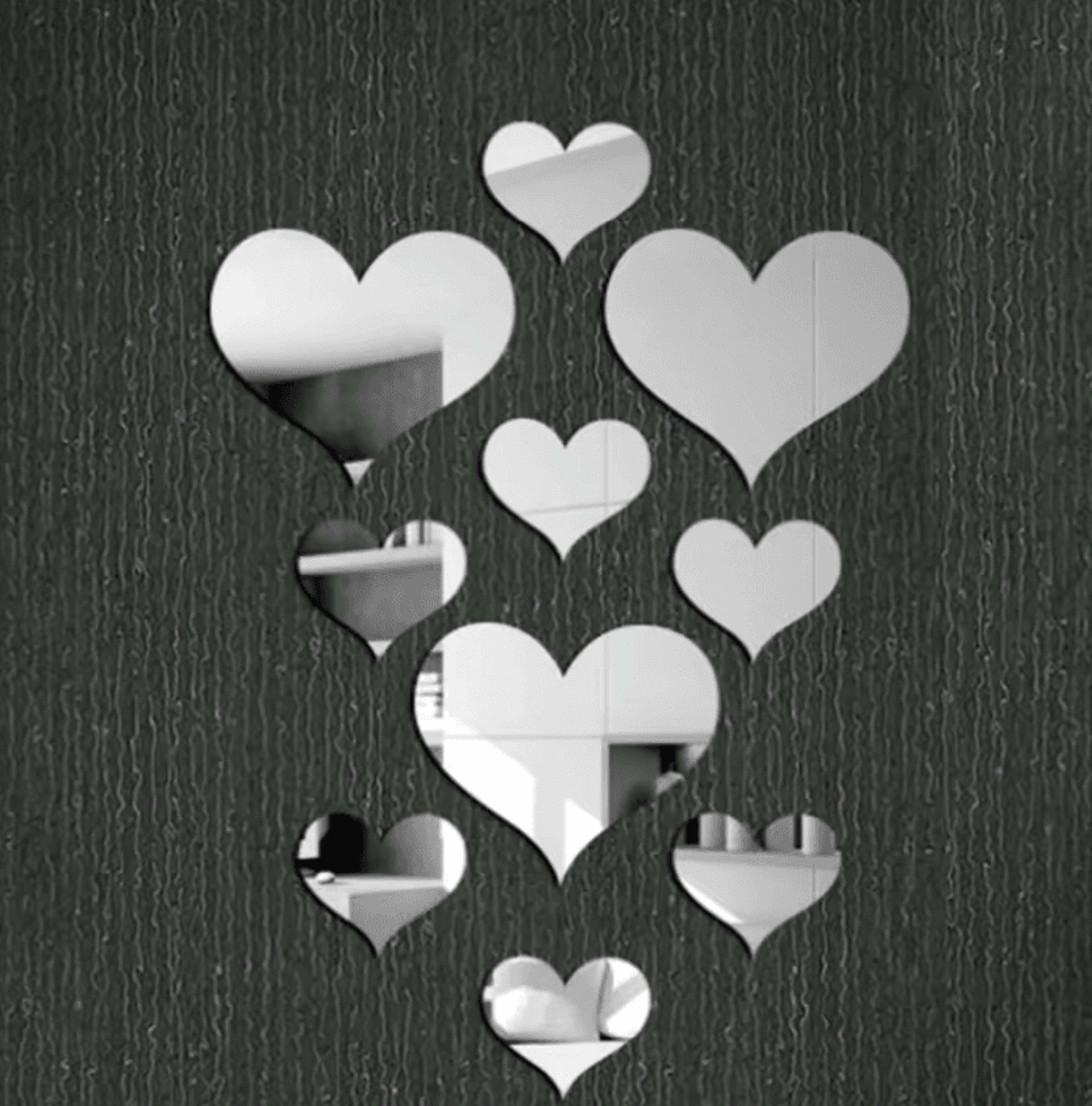 10 piece 3d love heart acrylic mirror wall stickers removable diy decor