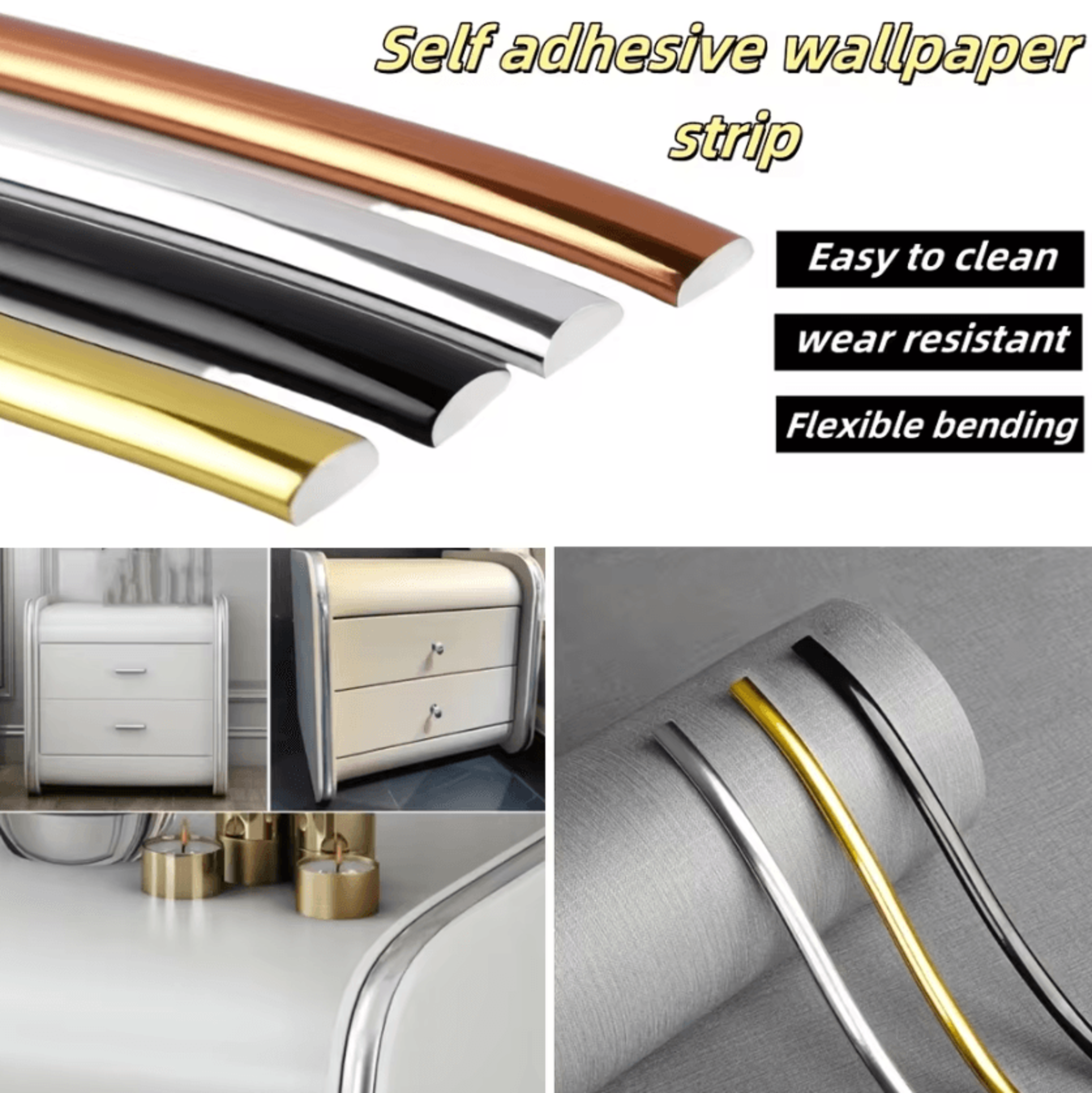 3m self adhesive decorative wall trim waterproof pvc edge strip