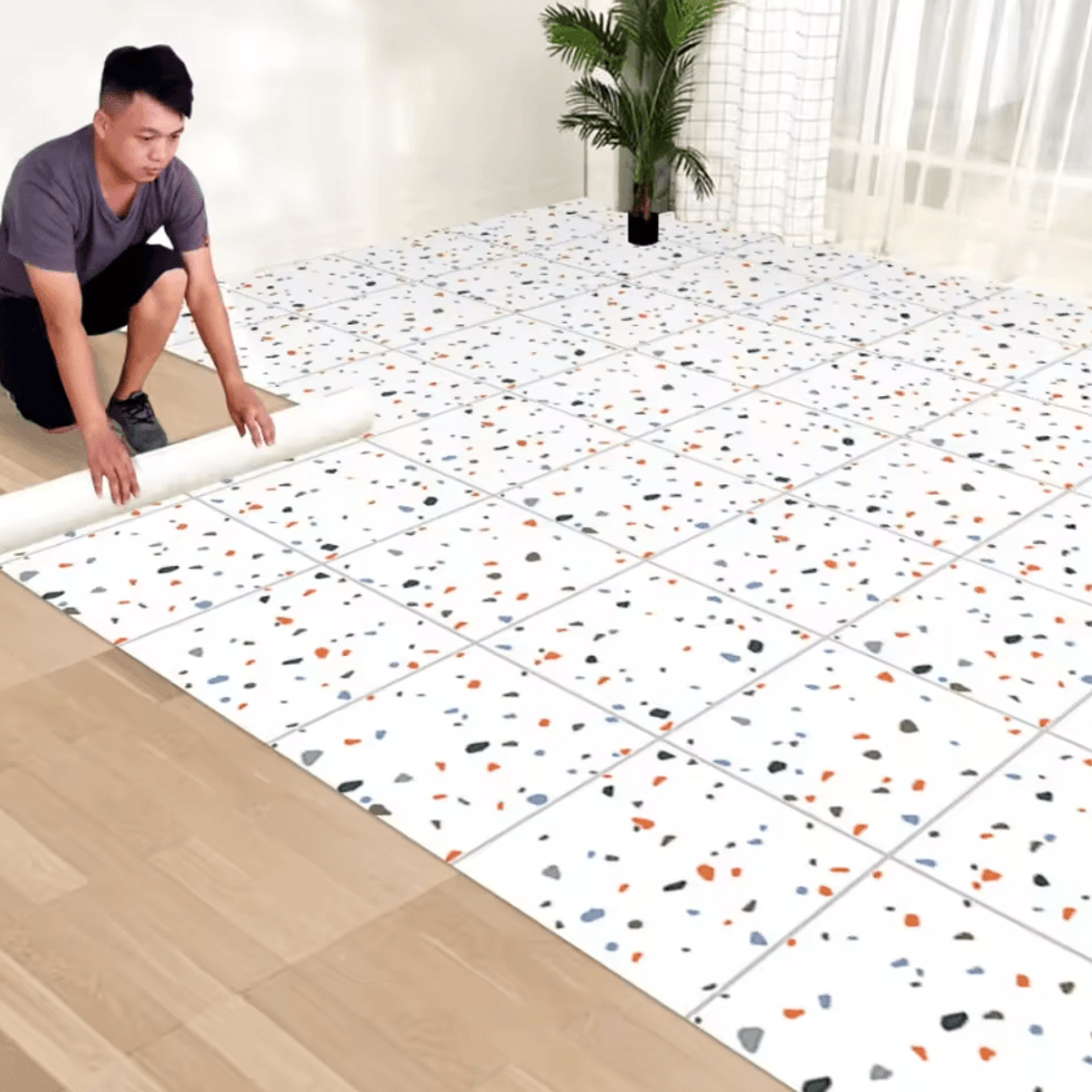waterproof pvc peel and stick floor stickers self adhesive flooring