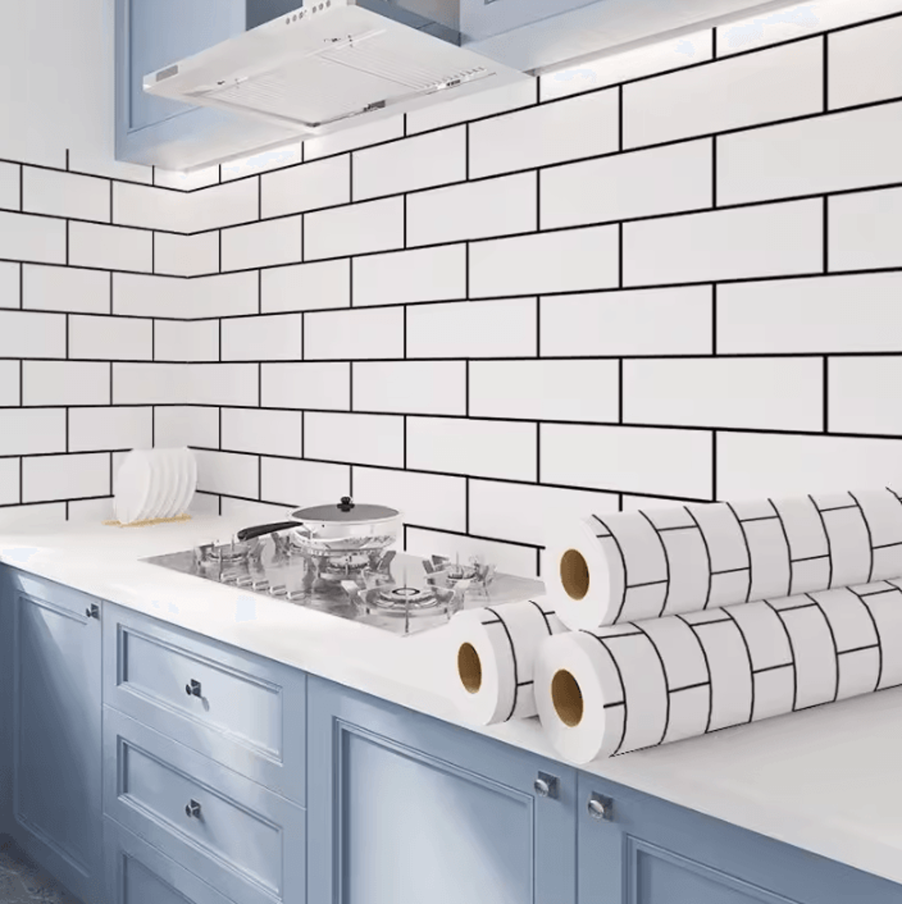 white brick peel and stick kitchen backsplash wallpaper