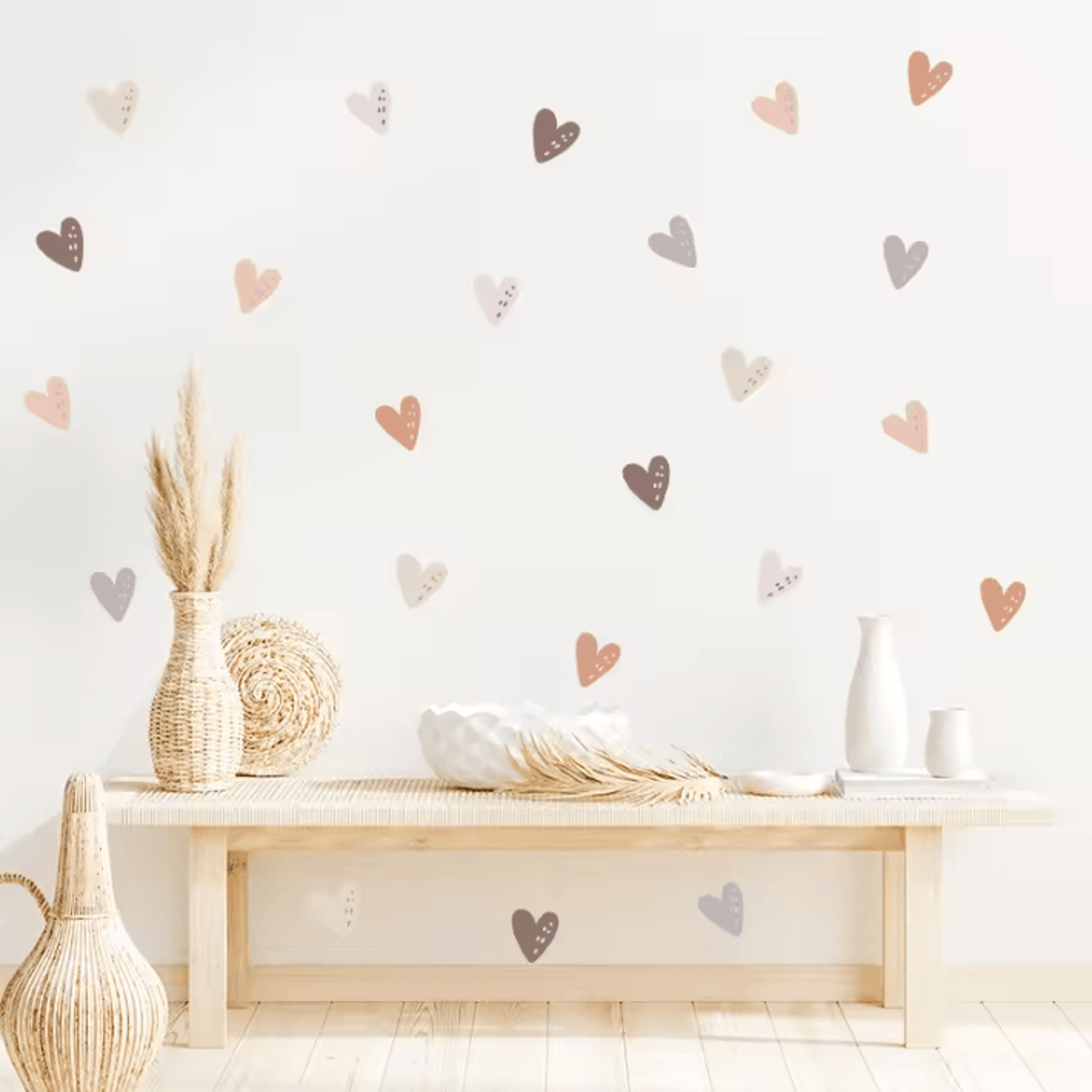 boho rainbow and heart wall decals for kids rooms