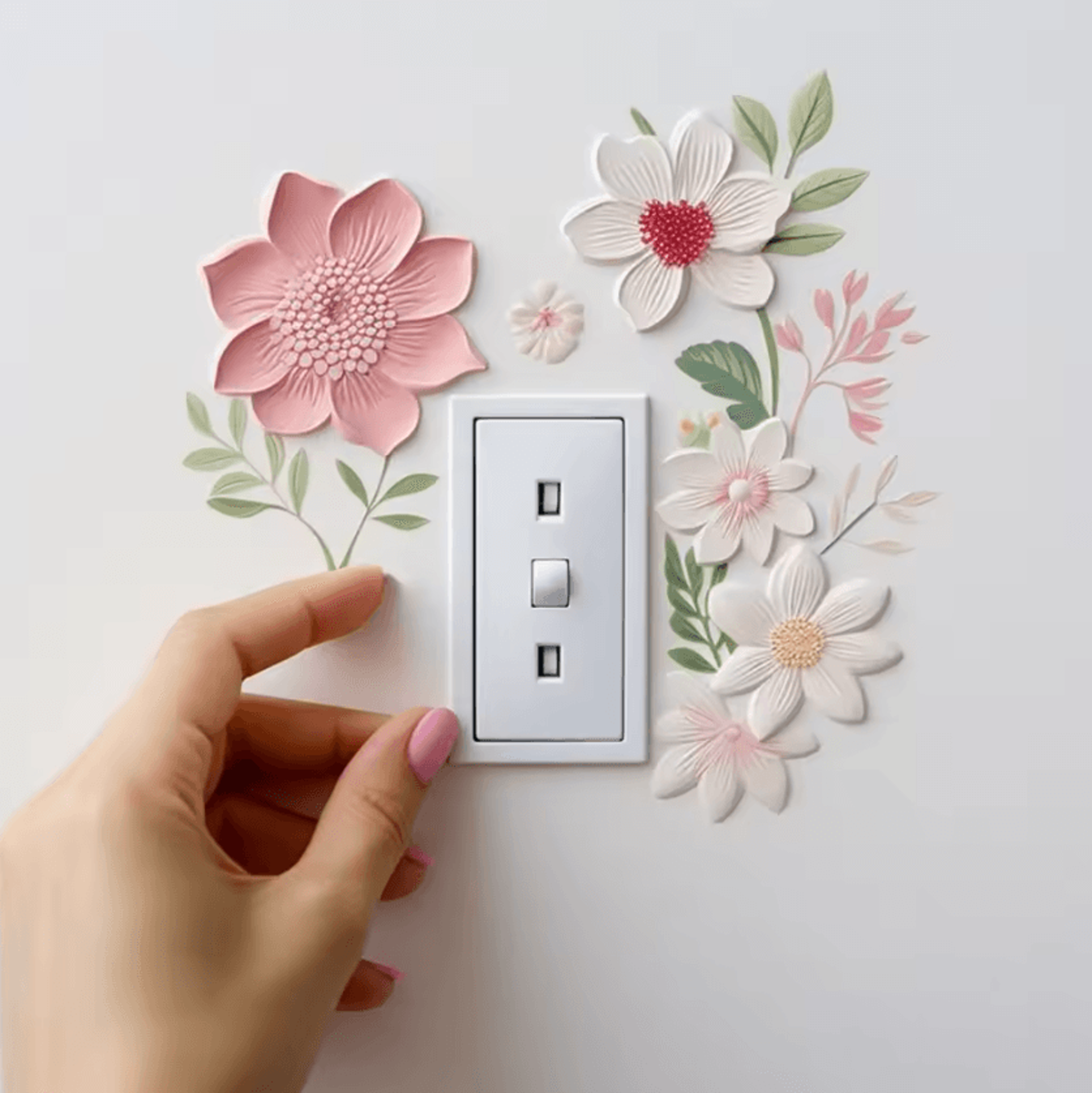 floral peel and stick light switch wall decal