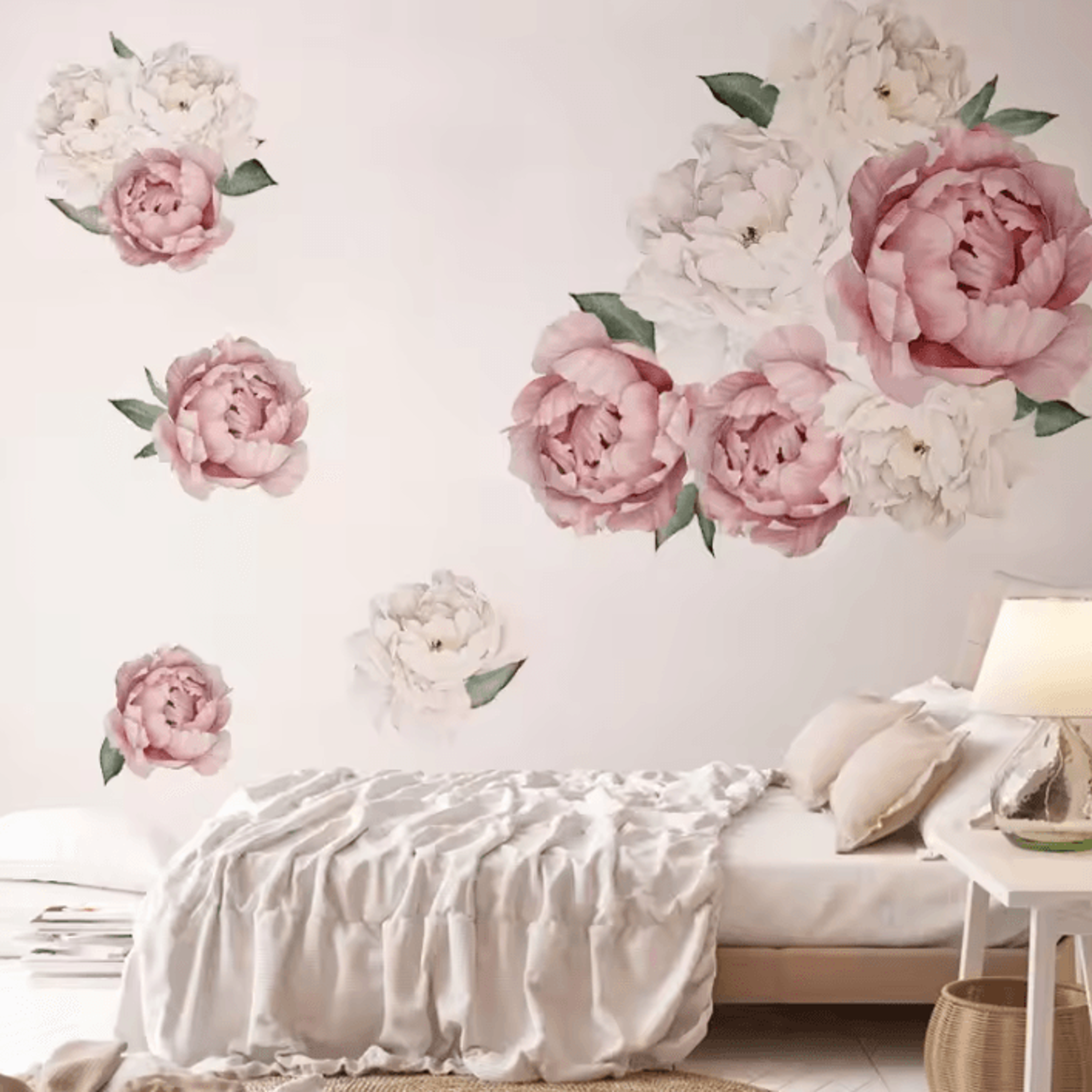 blooming peony peel and stick floral wall decal