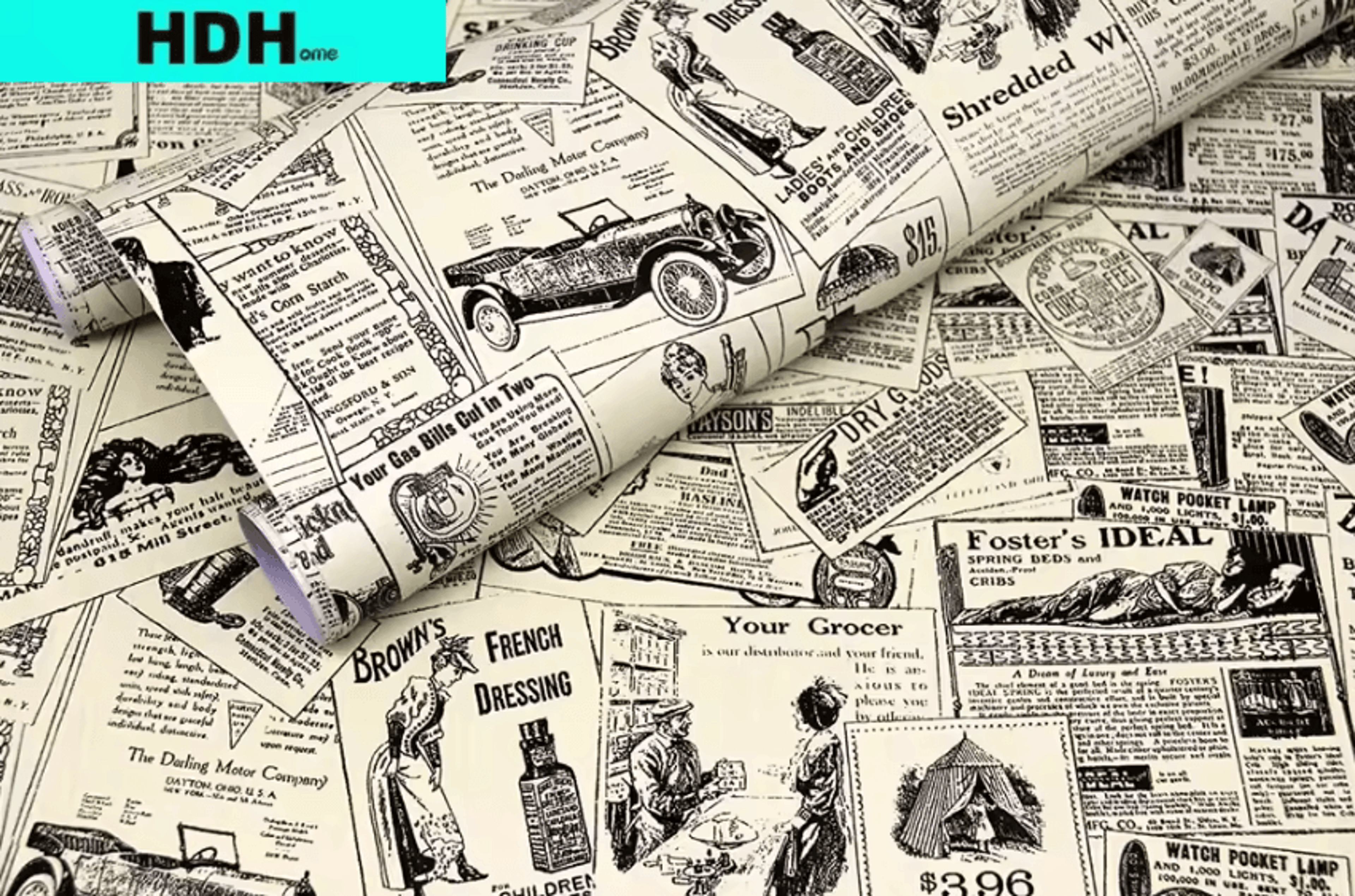 vintage newspaper peel and stick rustic wallpaper
