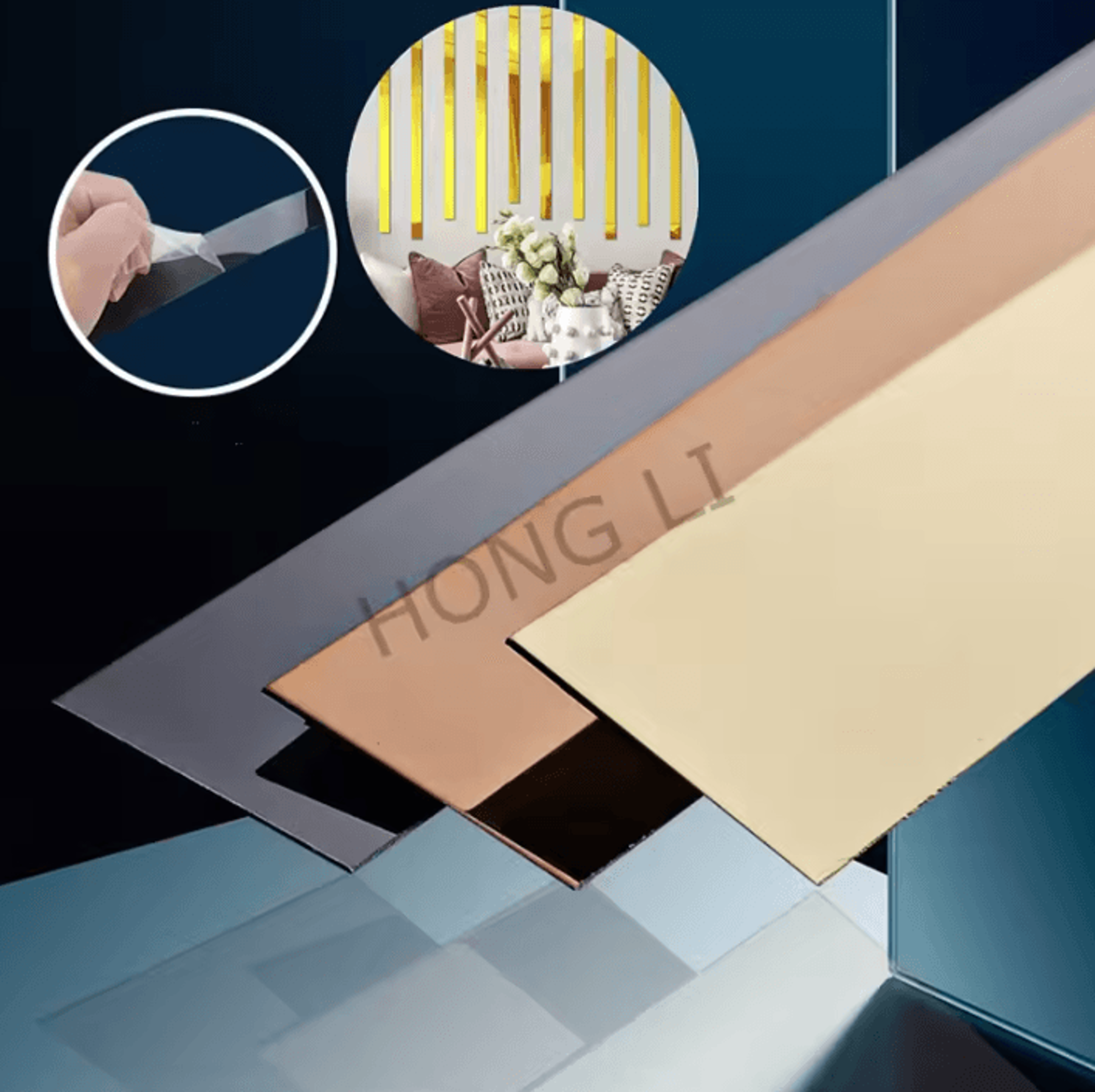5m gold mirror self adhesive decorative wall trim