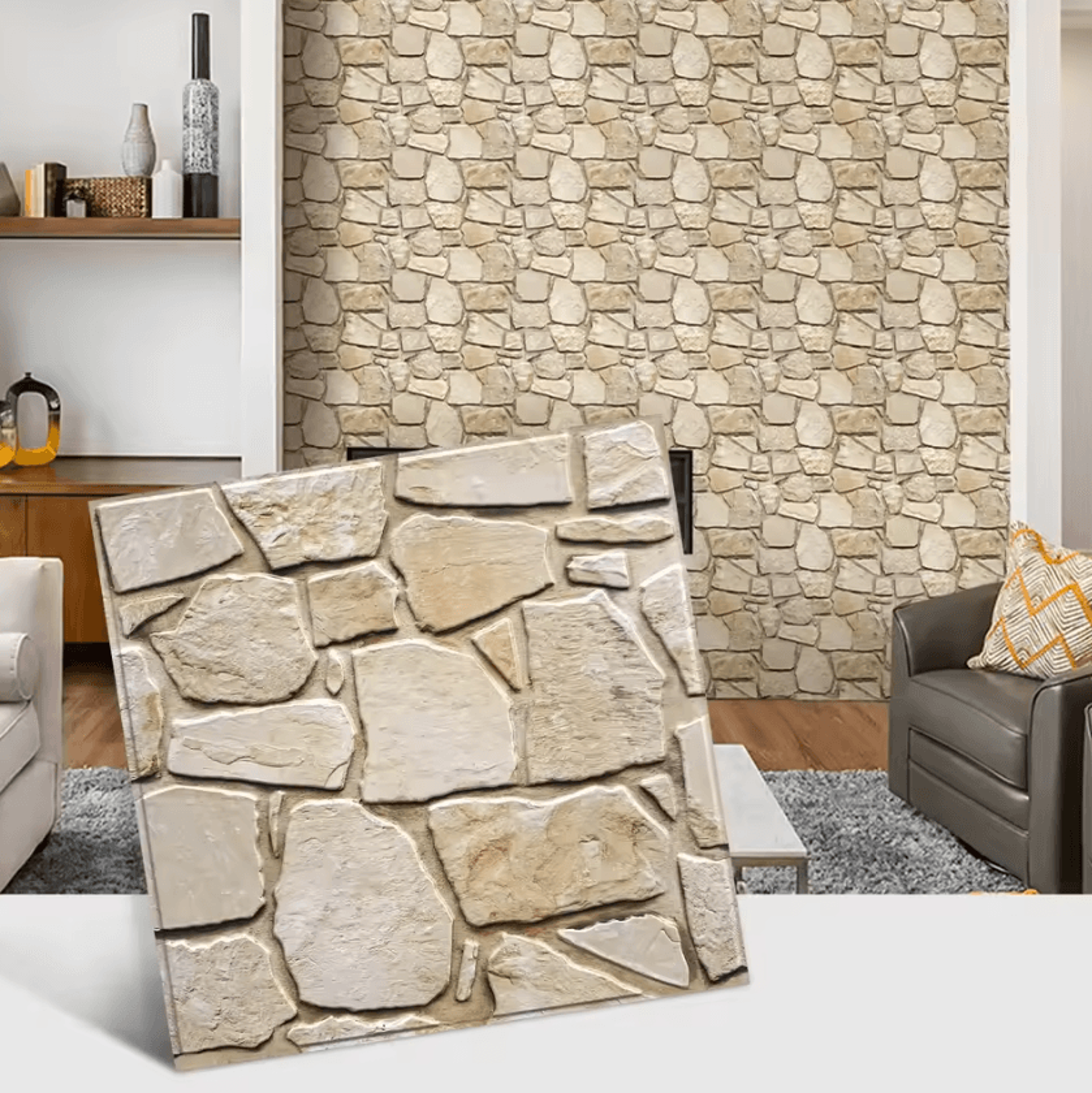 3d faux stone peel and stick wall tiles