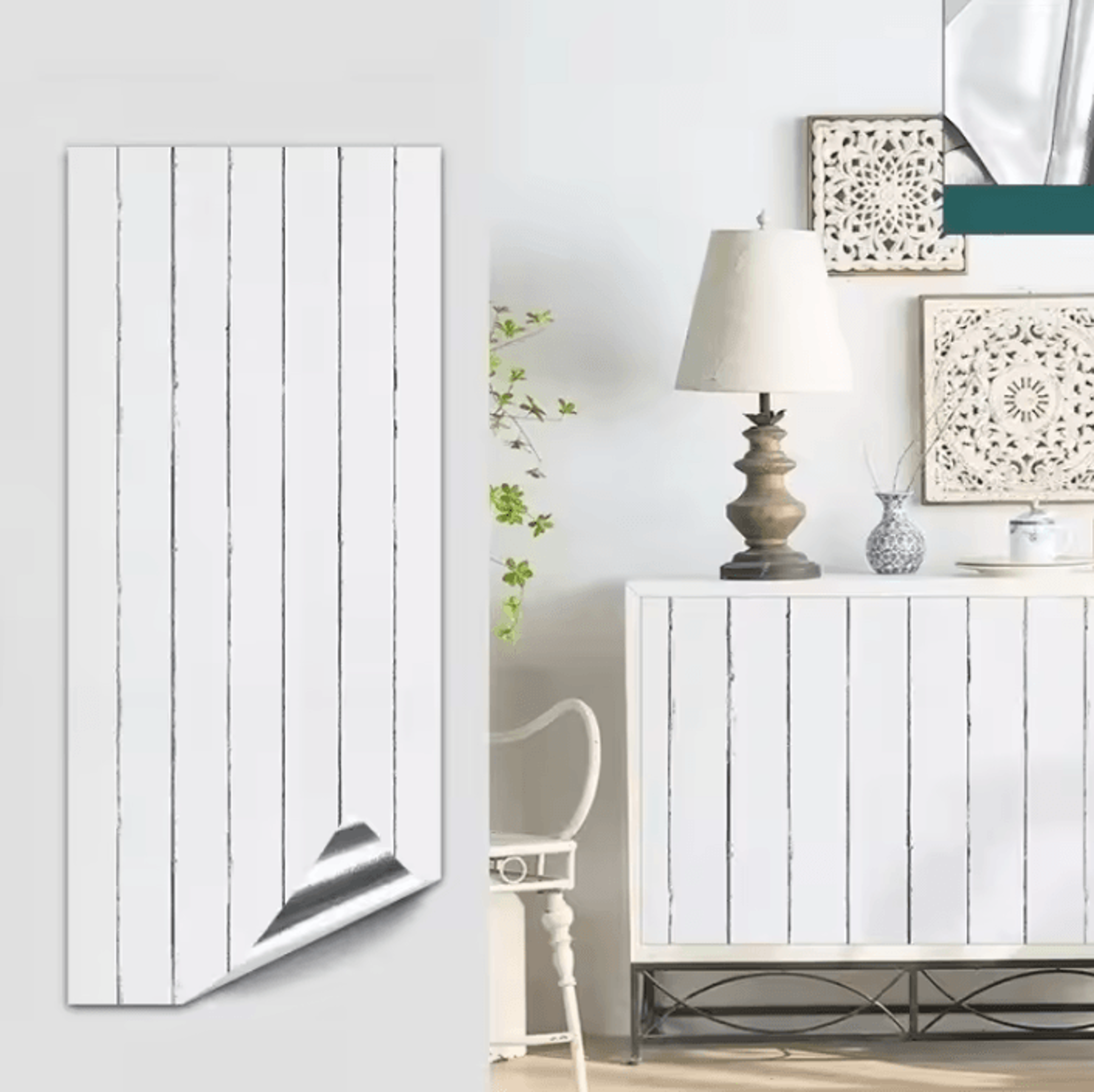 retro white wood grain peel and stick wallpaper