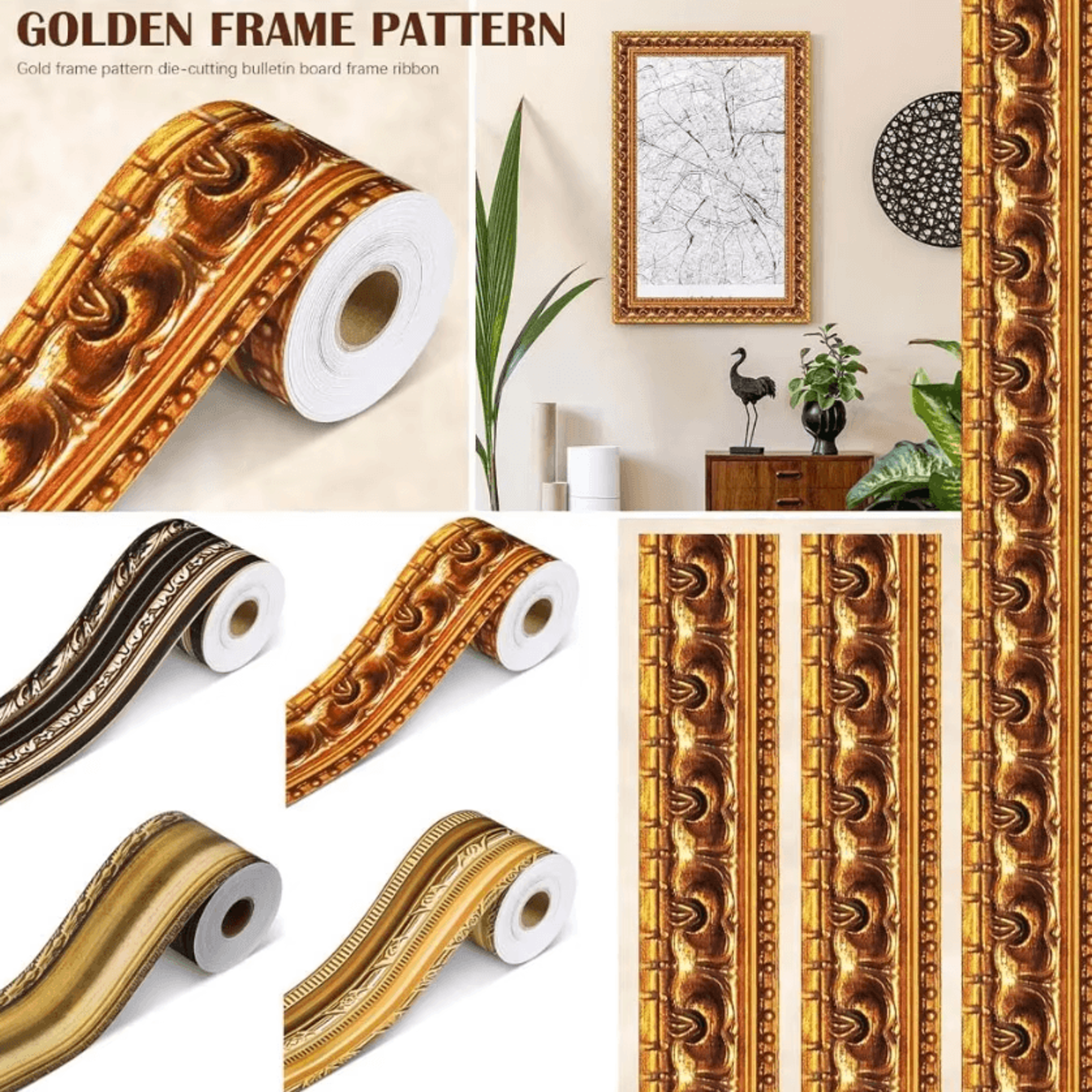 vintage gold self adhesive decorative border stickers