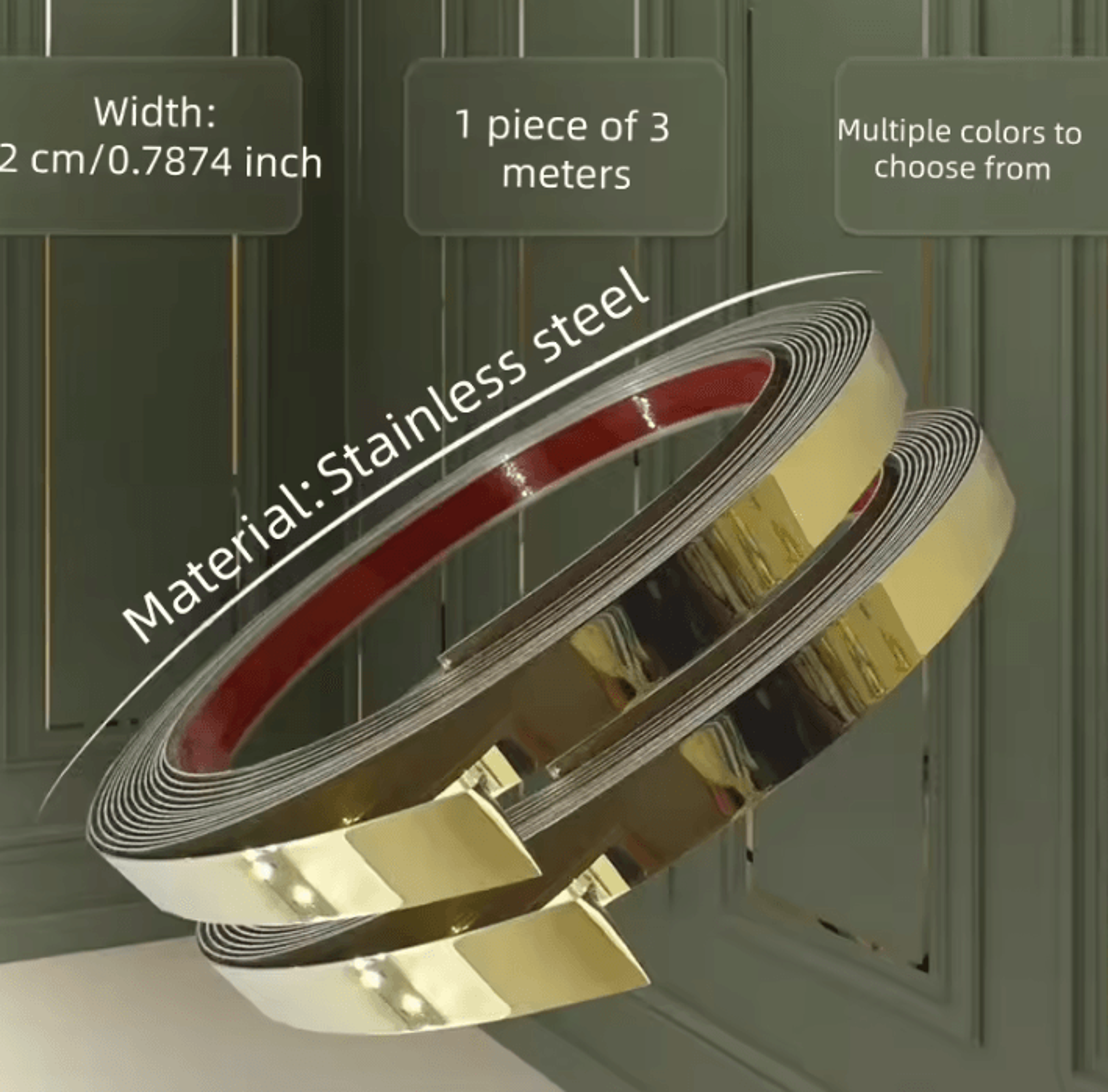 3m gold mirror self adhesive stainless steel wall trim