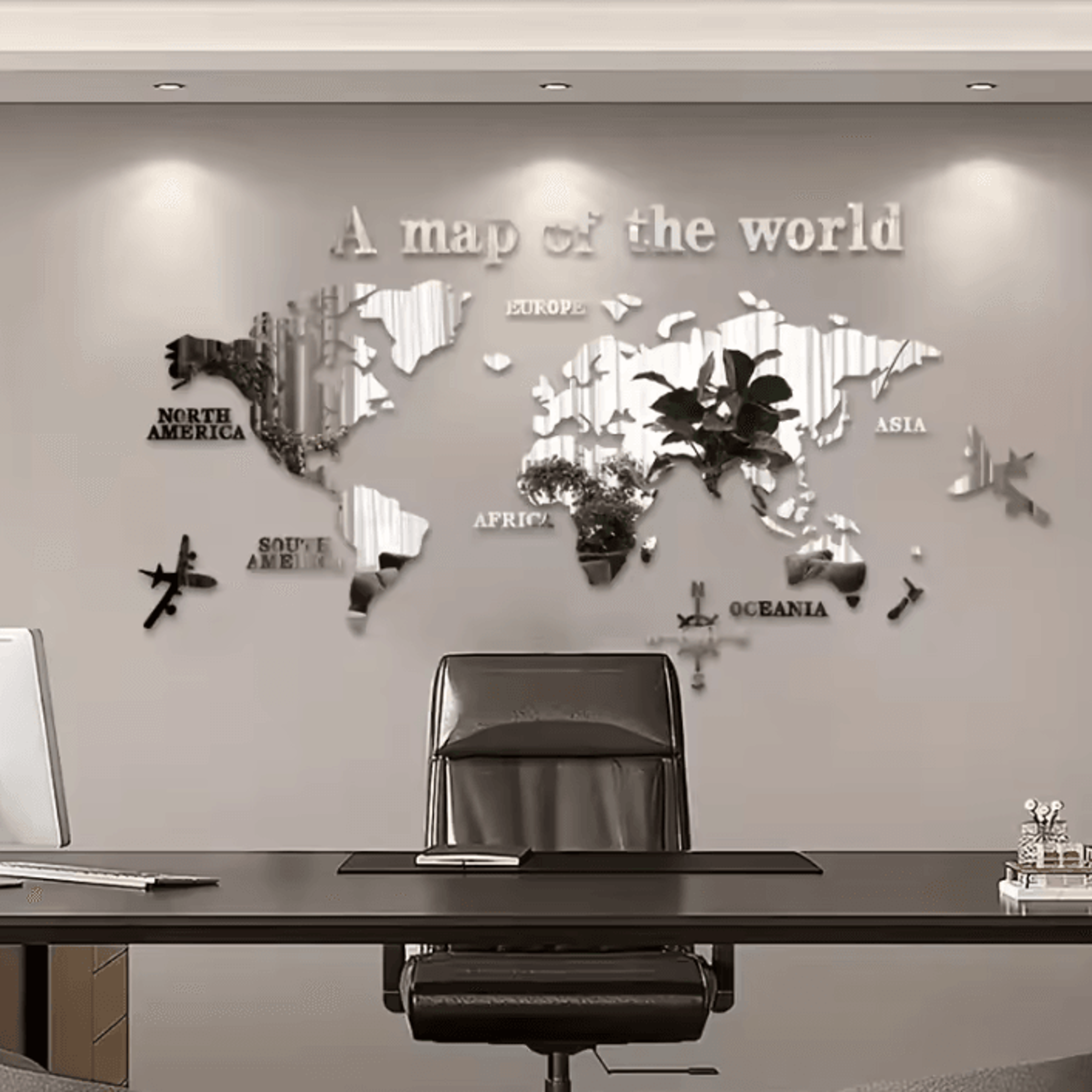 large 3d acrylic world map mirror wall decor