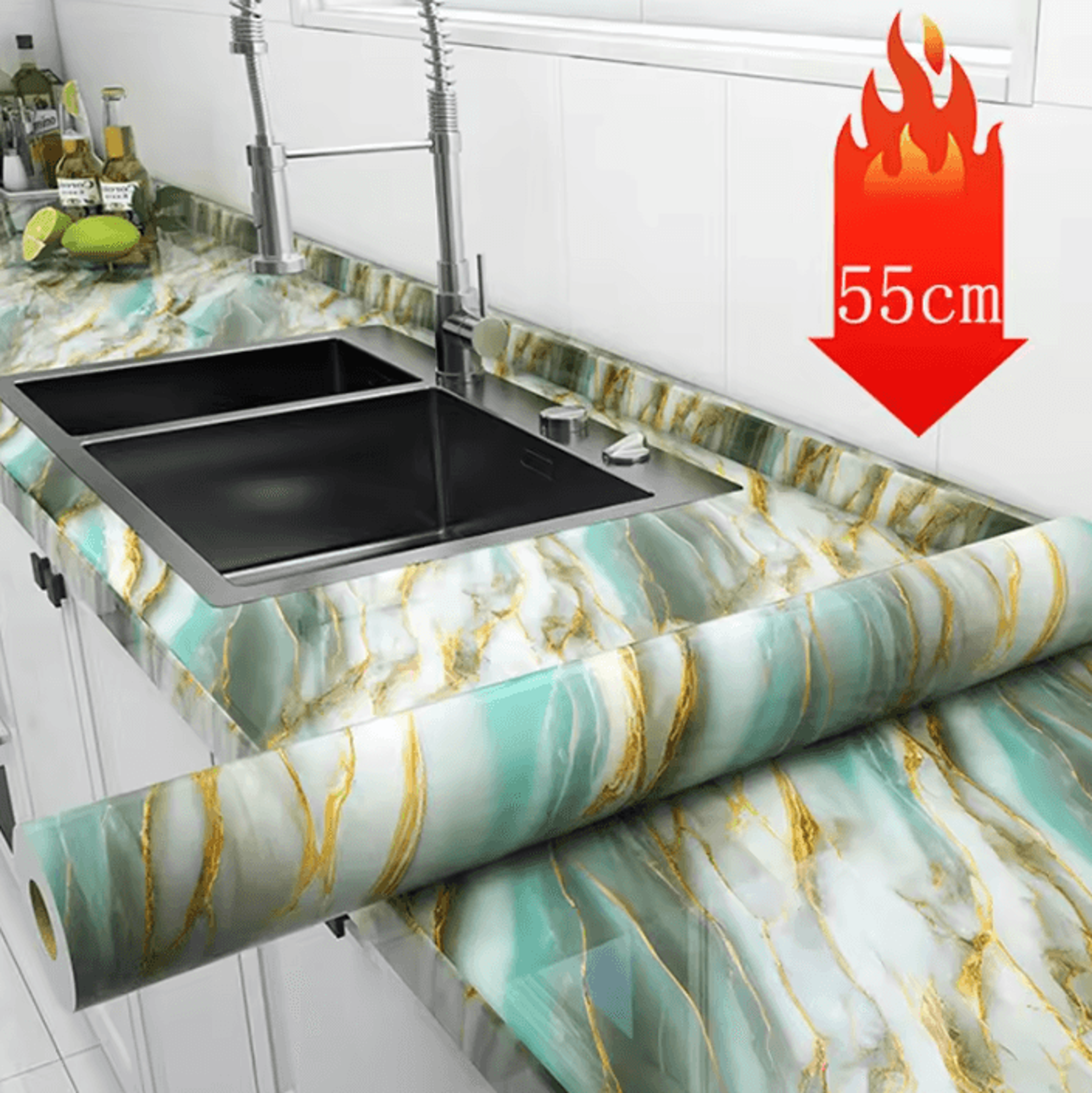 55cm marble peel and stick waterproof wallpaper