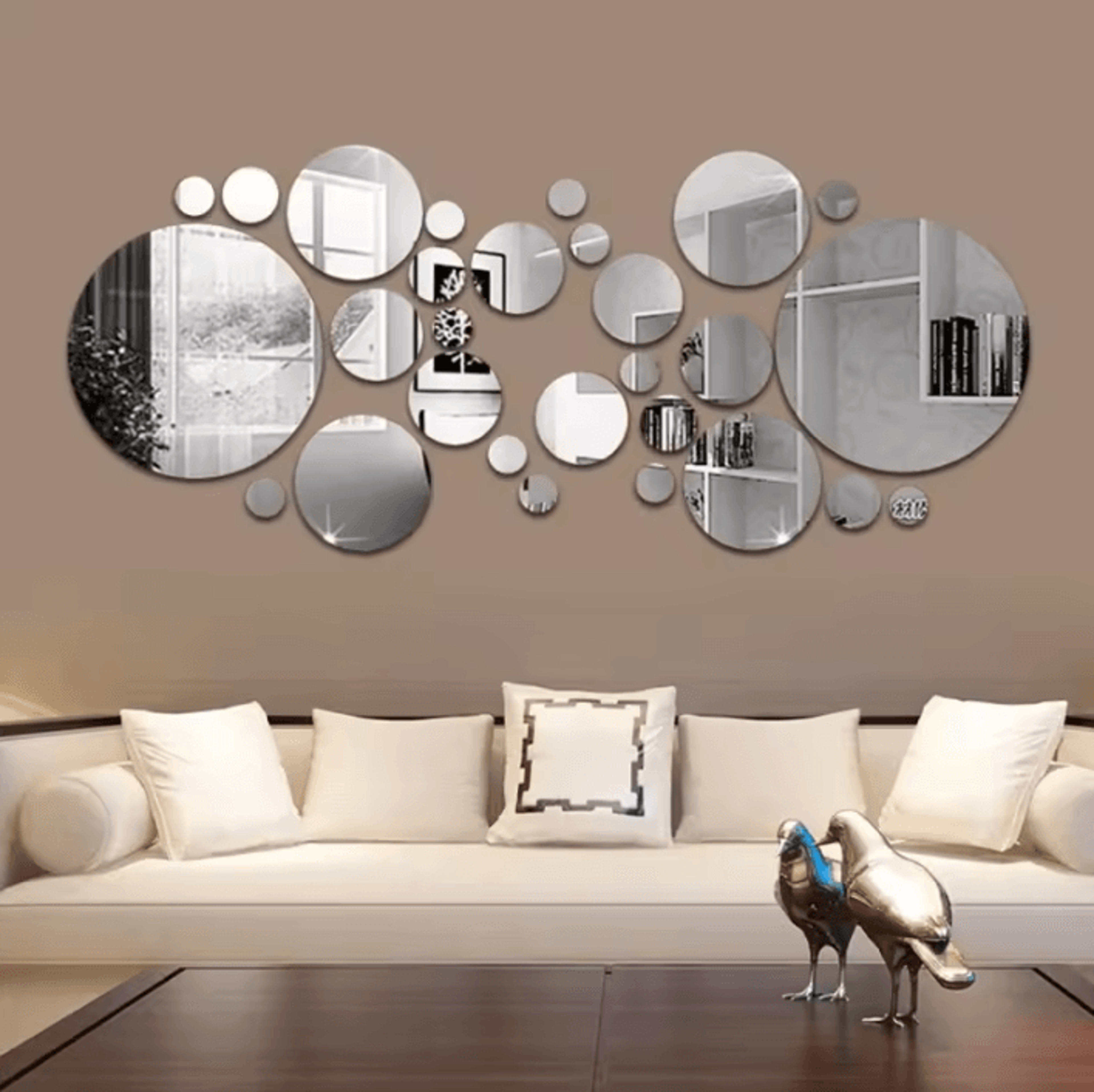 26 piece round acrylic mirror wall sticker set
