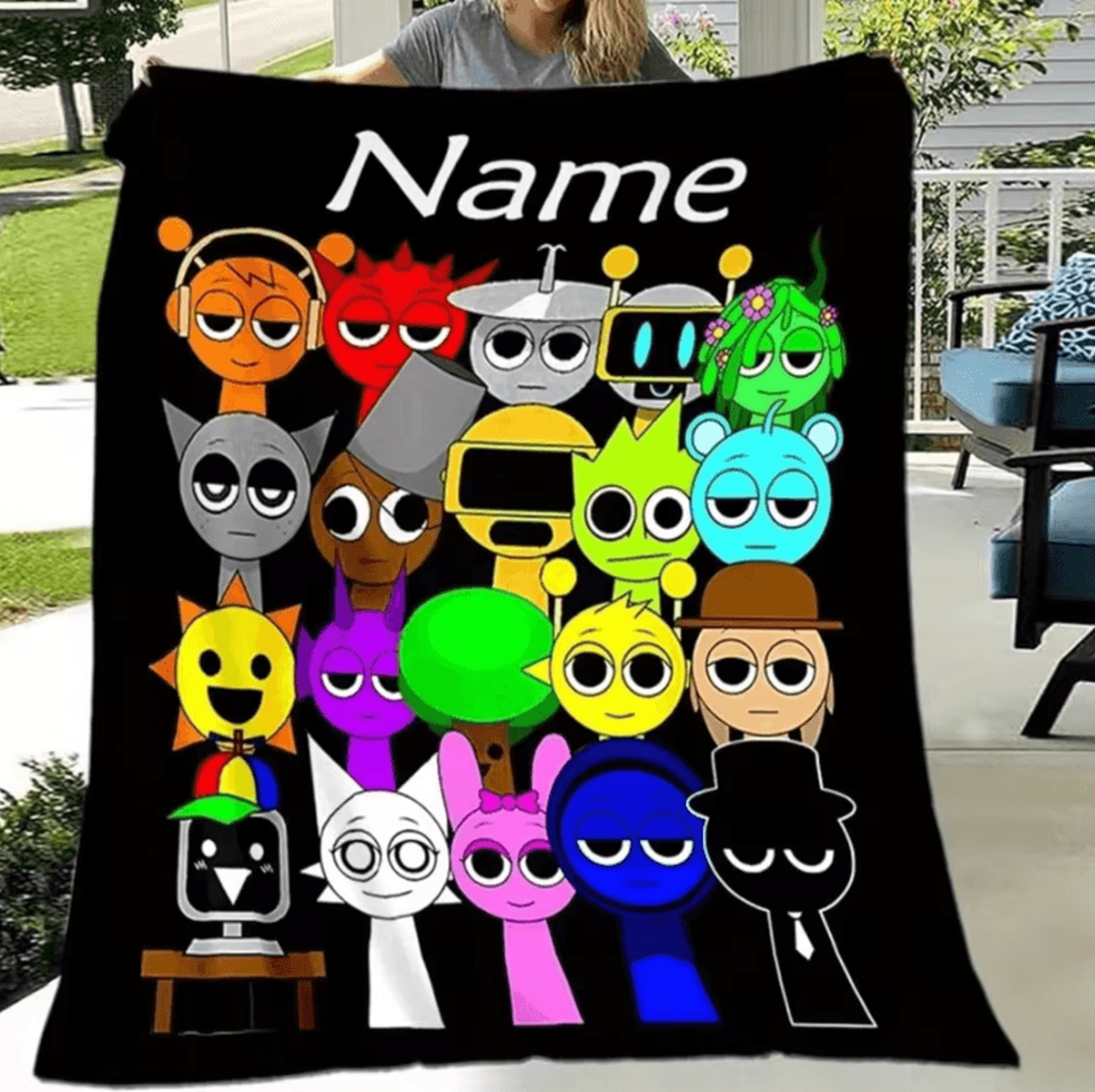 personalized sprunki flannel blanket for kids