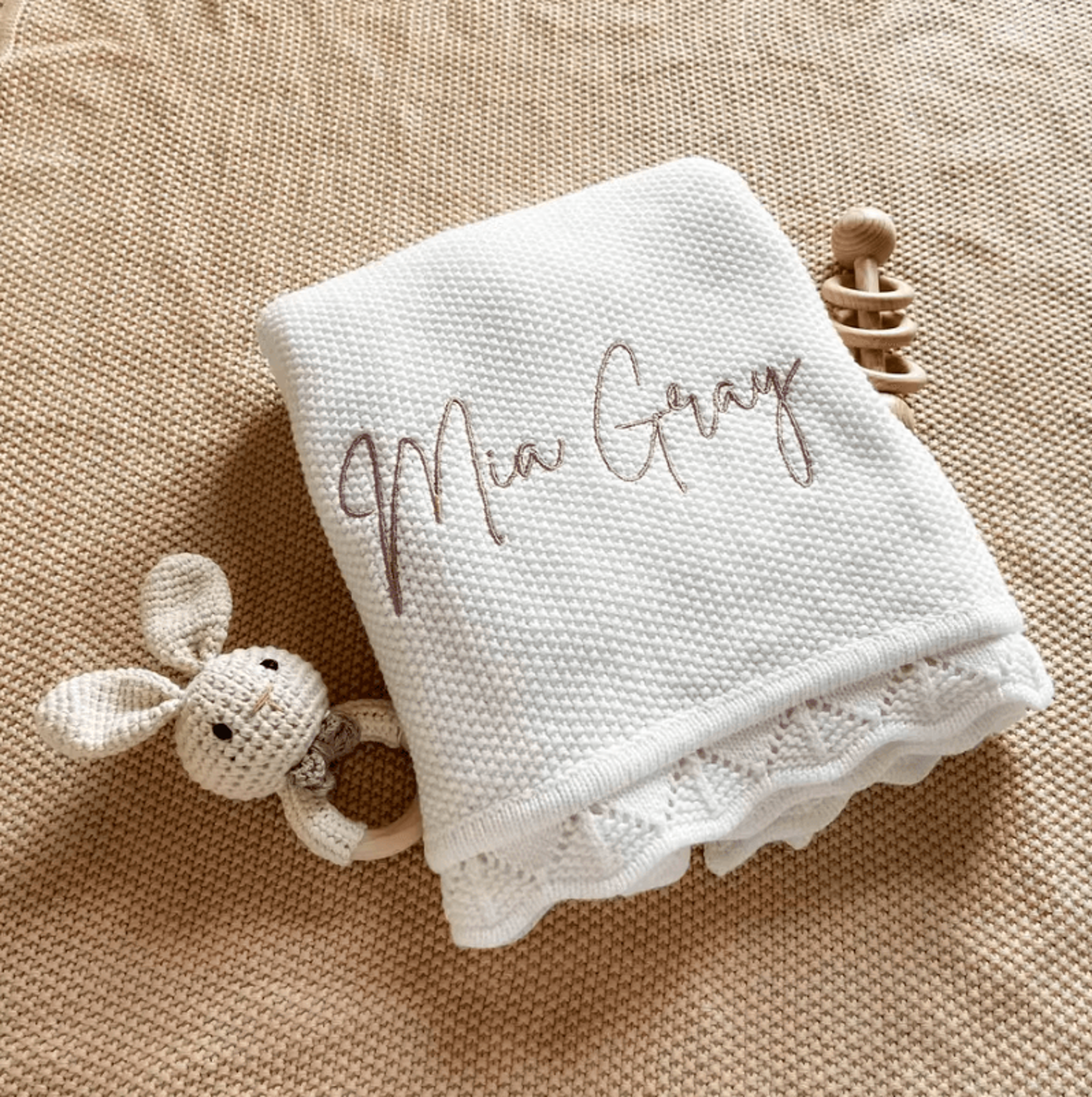 personalized knitted baby name blanket