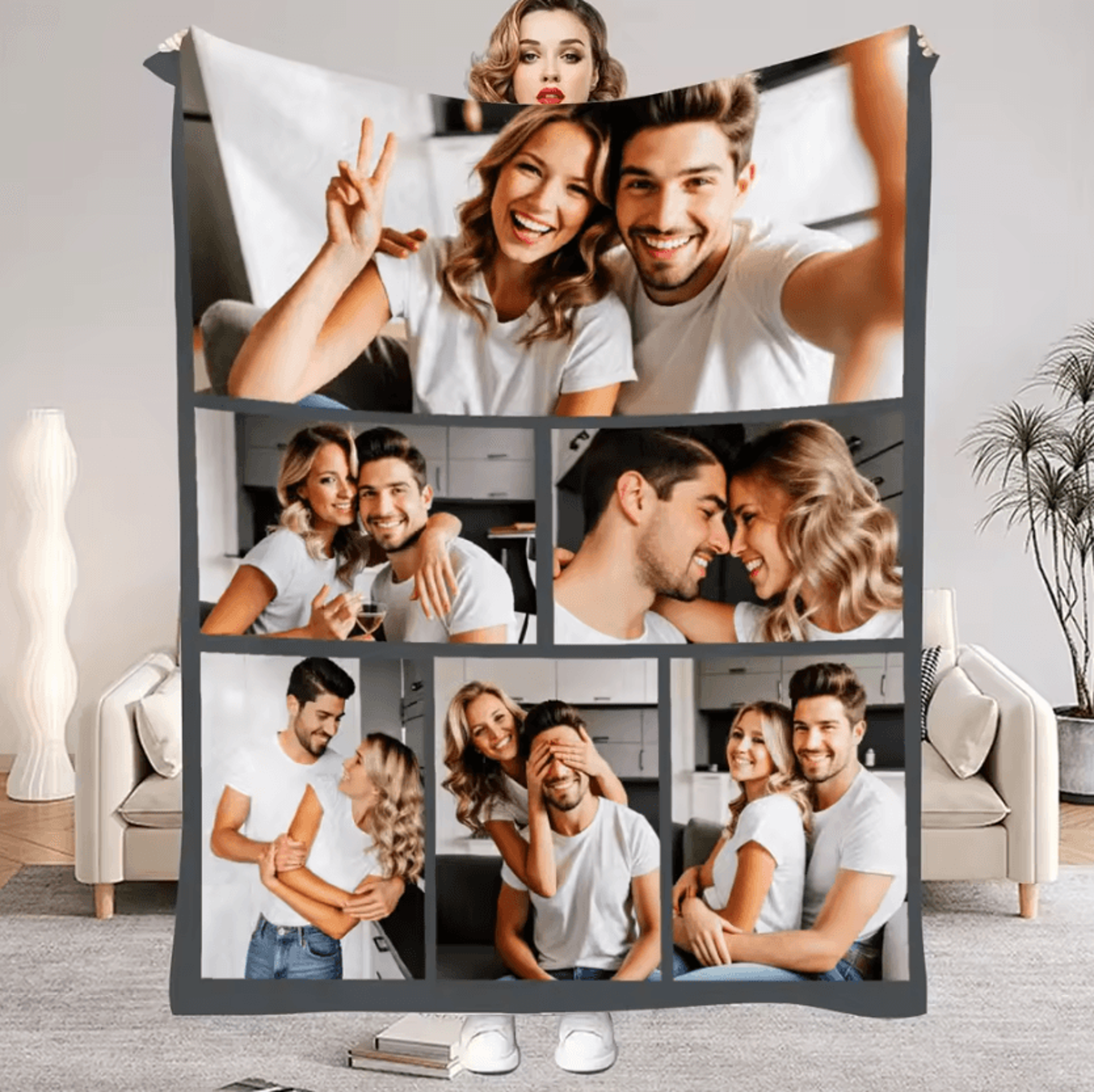personalized photo flannel blanket for couples
