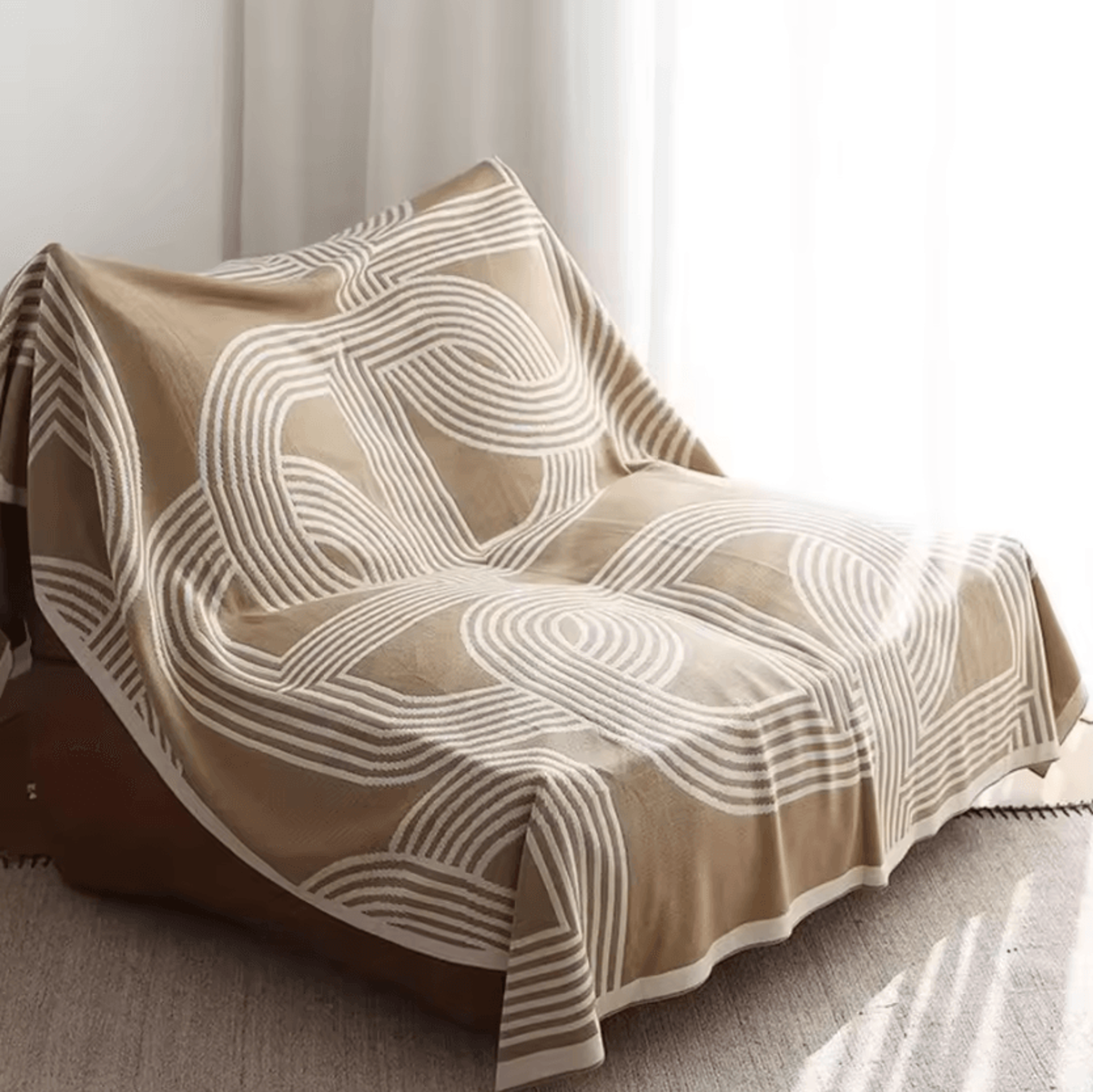 nordic geometric knitted throw blanket