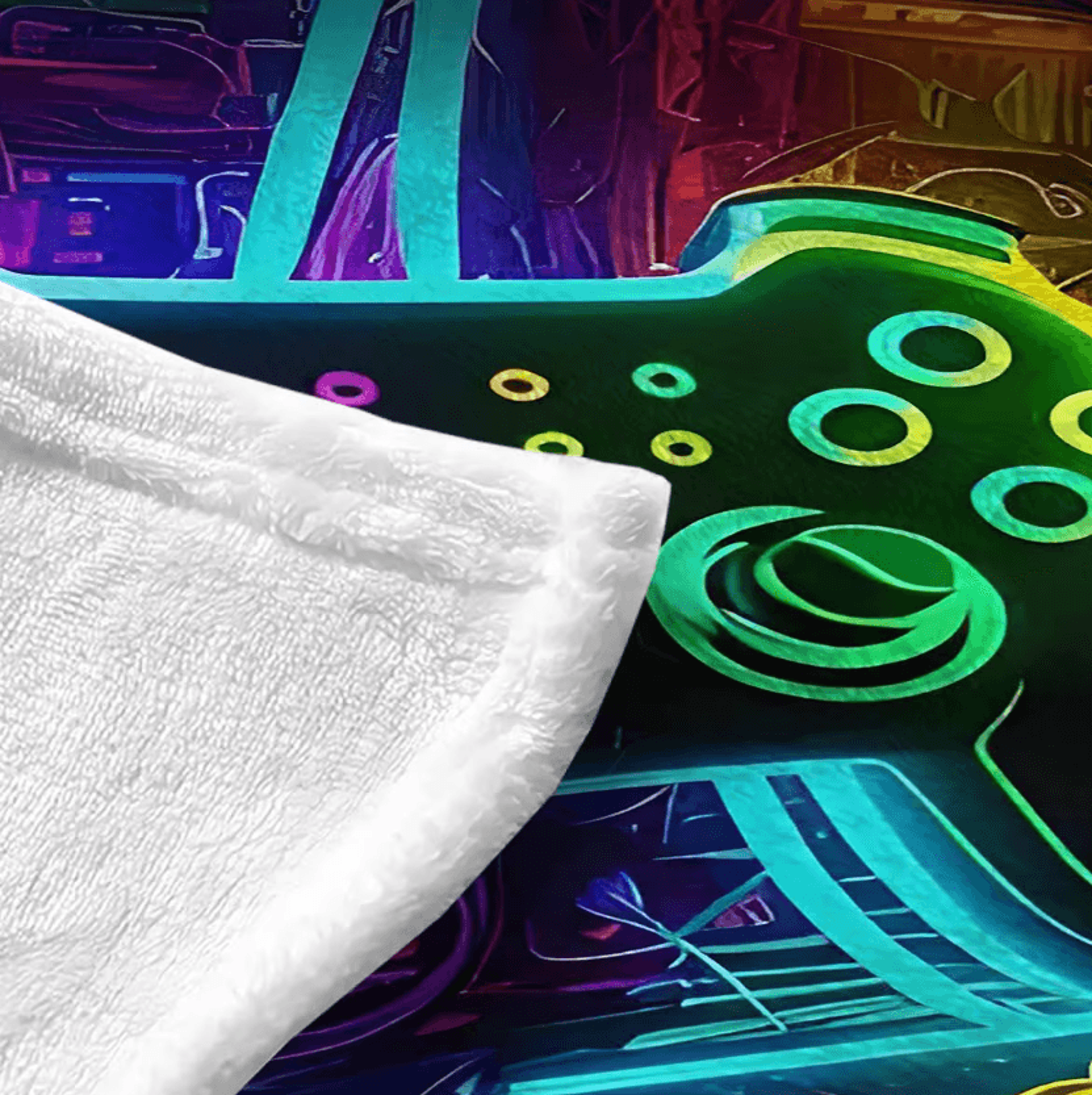 colorful gamepad flannel gaming throw blanket