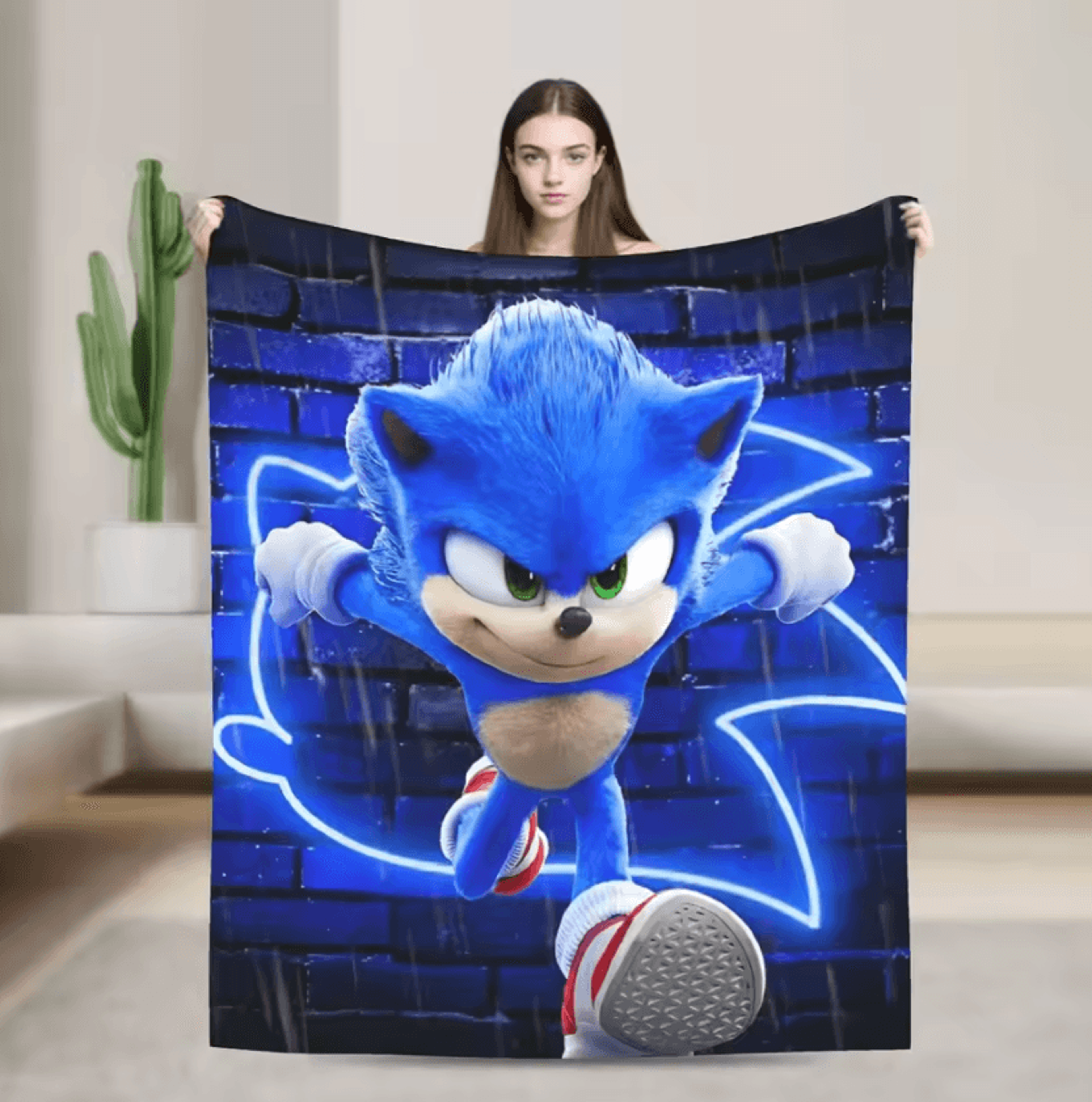sonices retro gaming flannel throw blanket