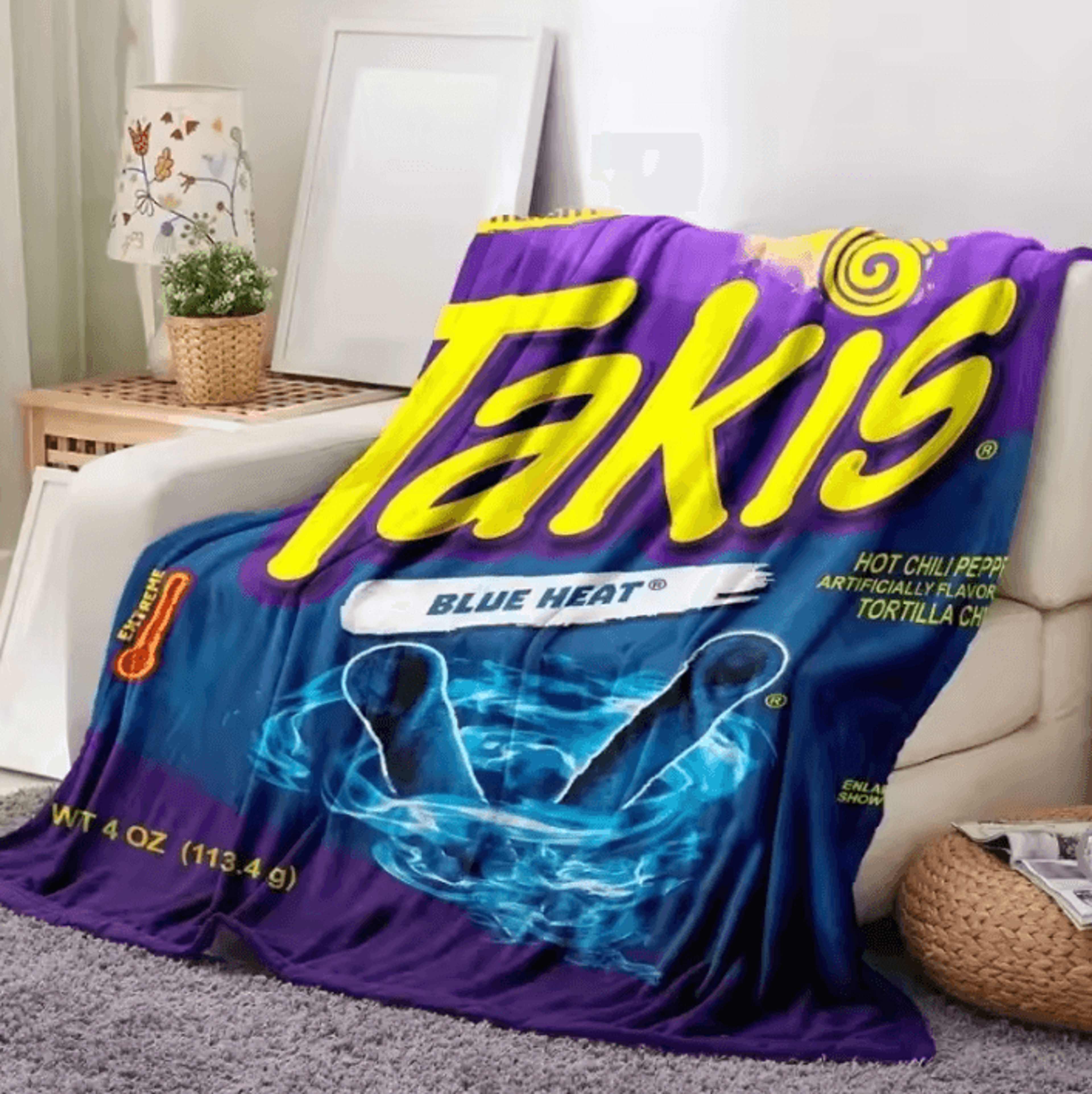 cartoon snack print flannel throw blanket