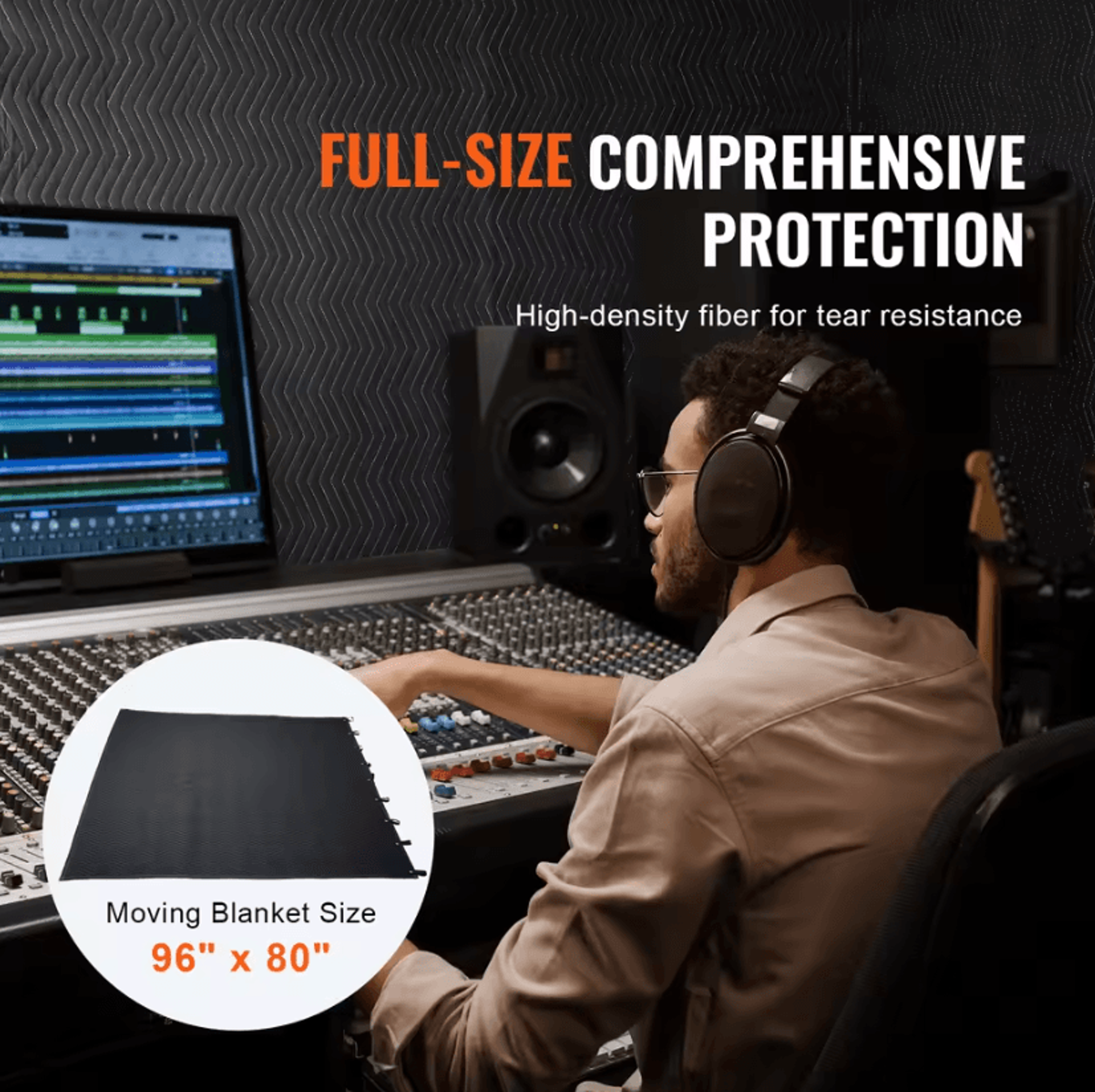 96 x 80 sound dampening studio blanket with grommets