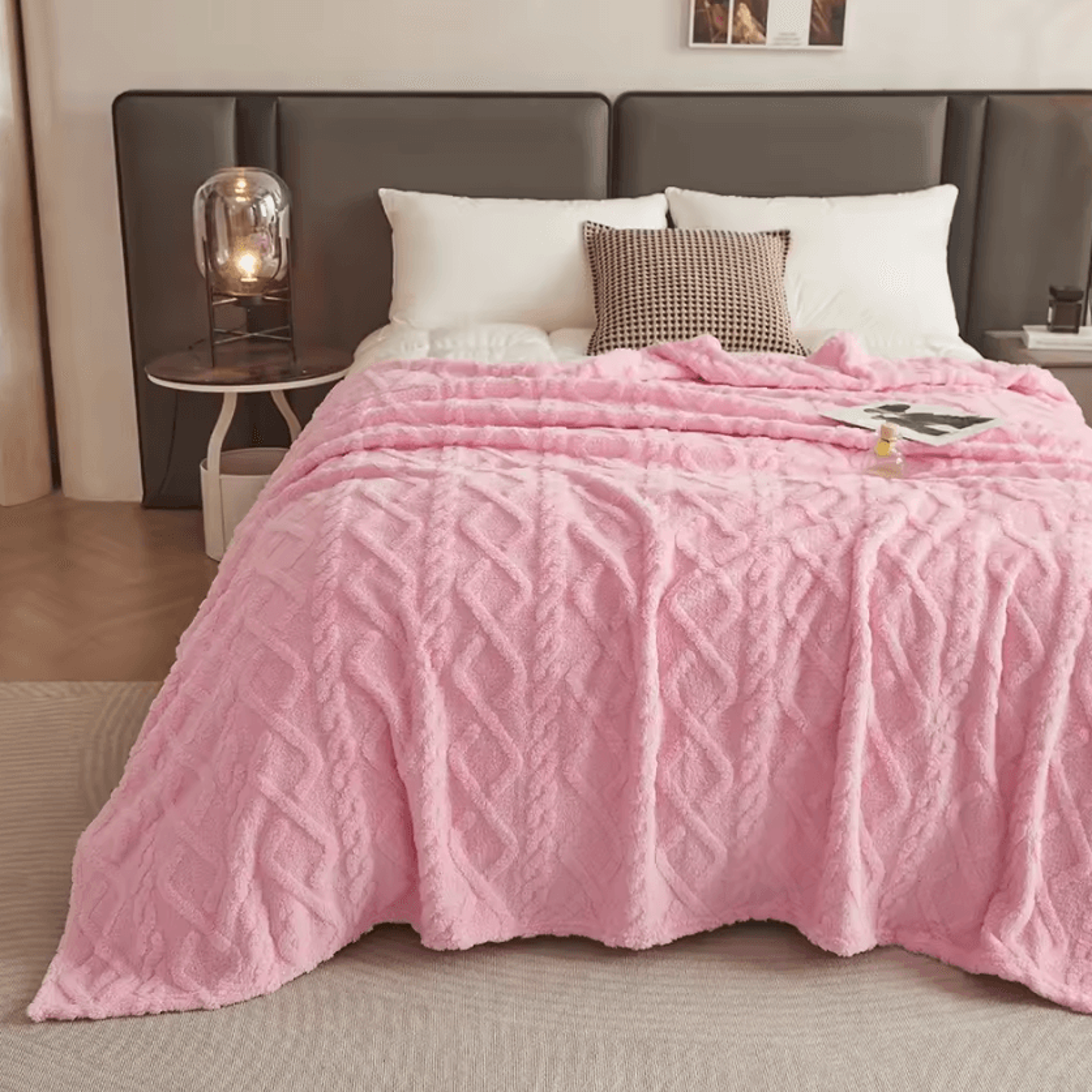 double sided jacquard coral fleece blanket