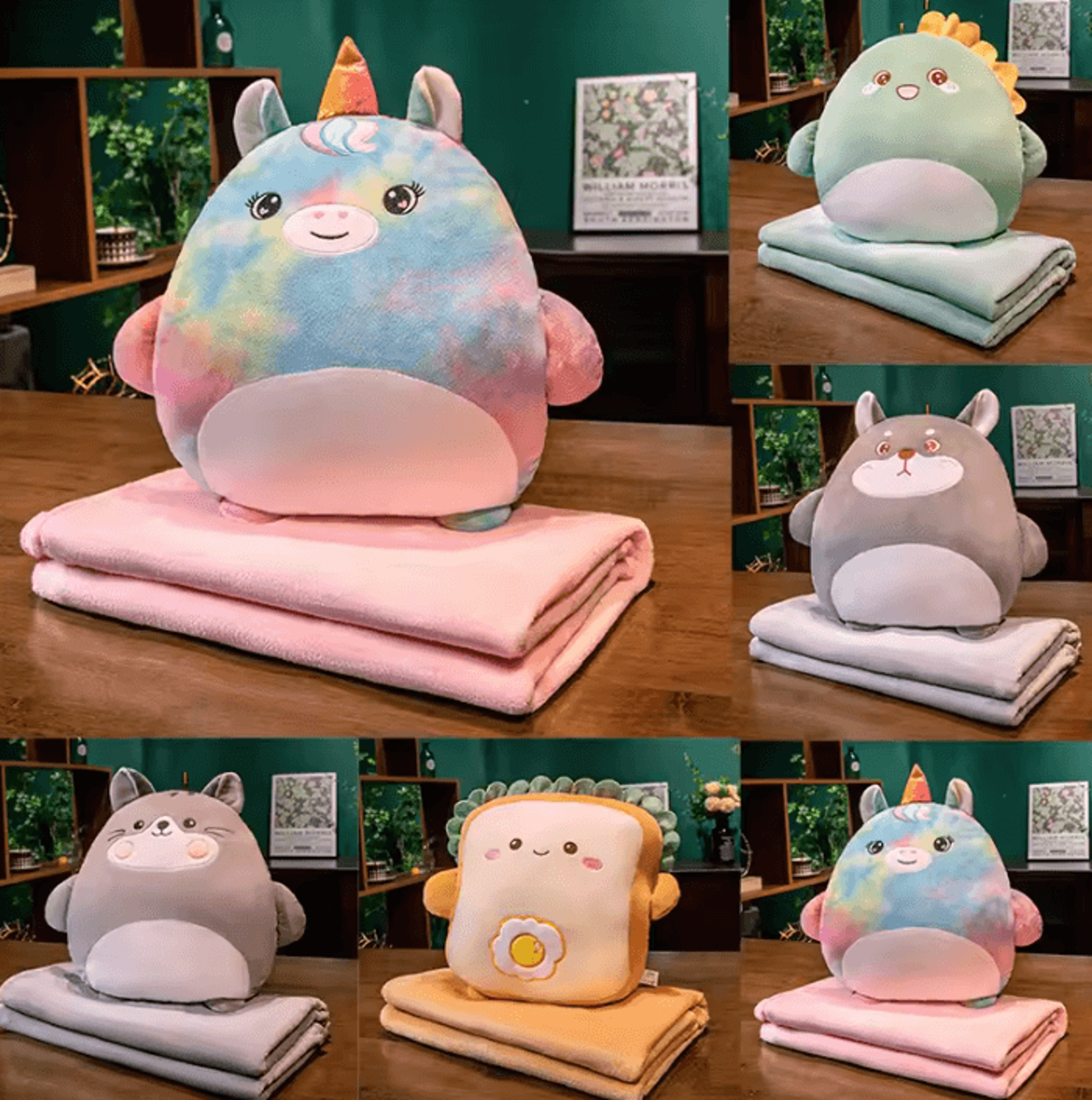 cute toast 3 in 1 pillow blanket with hand warmer