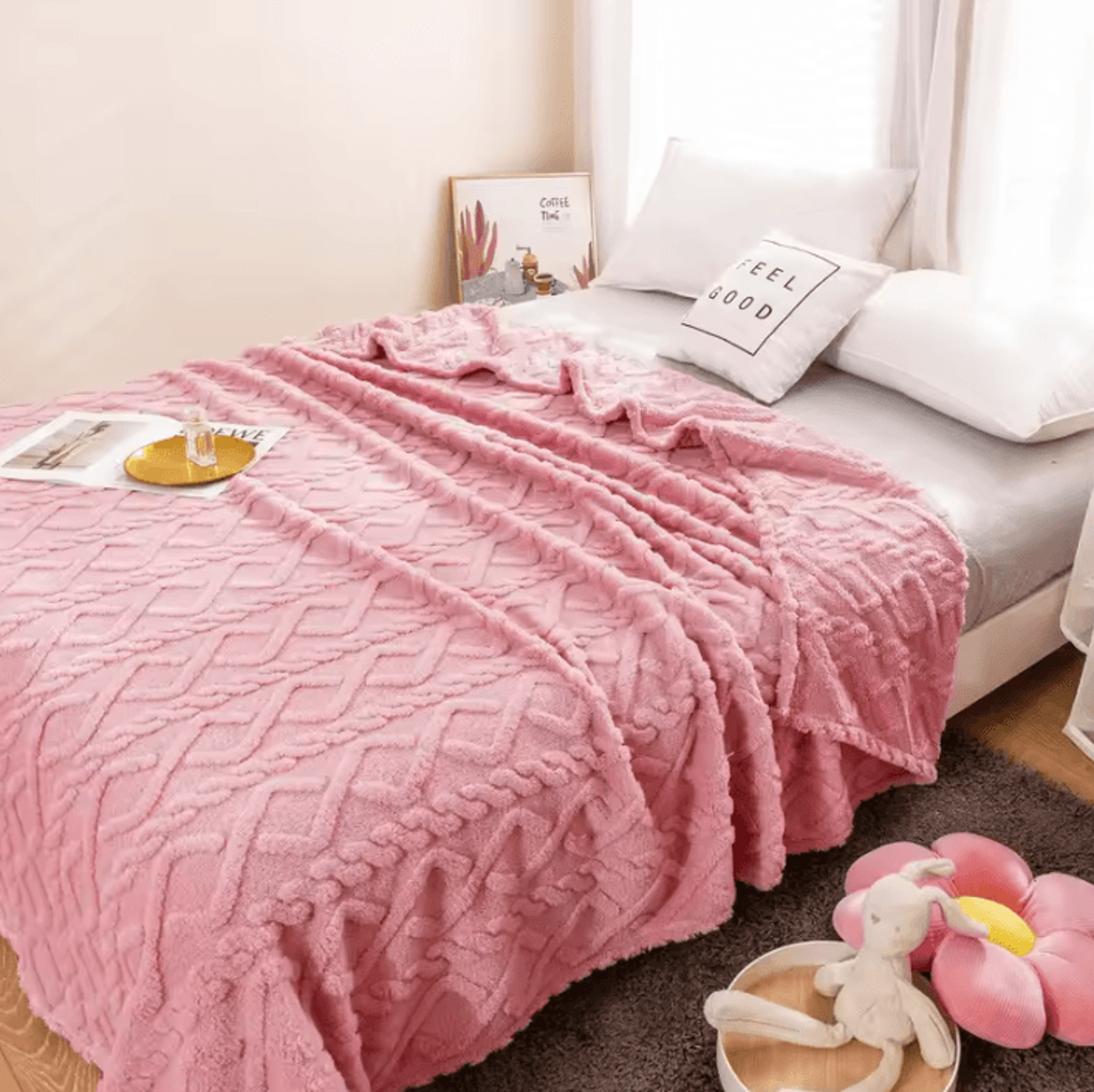 thick sherpa fleece throw blanket