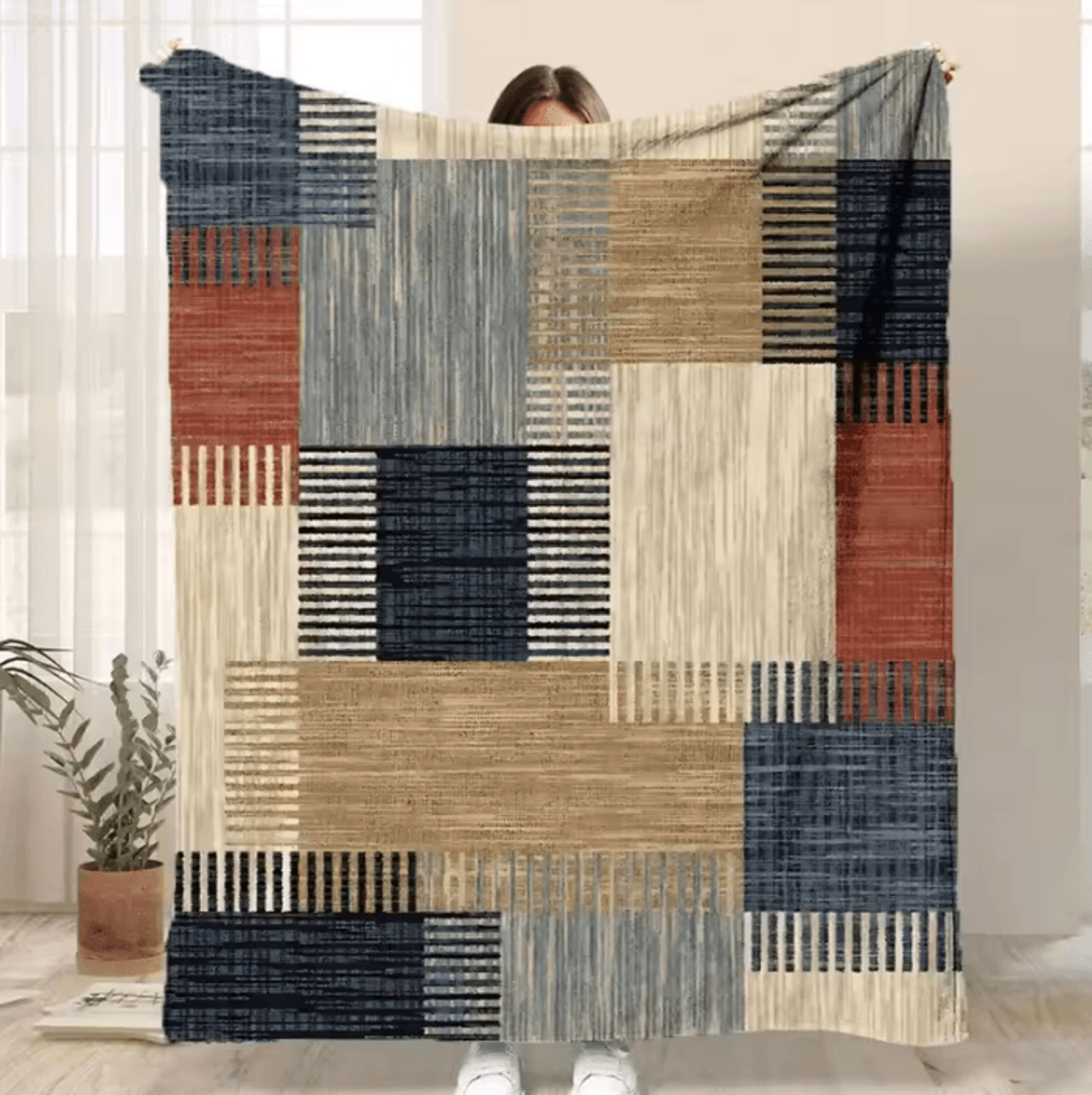 bohemian patchwork flannel throw blanket