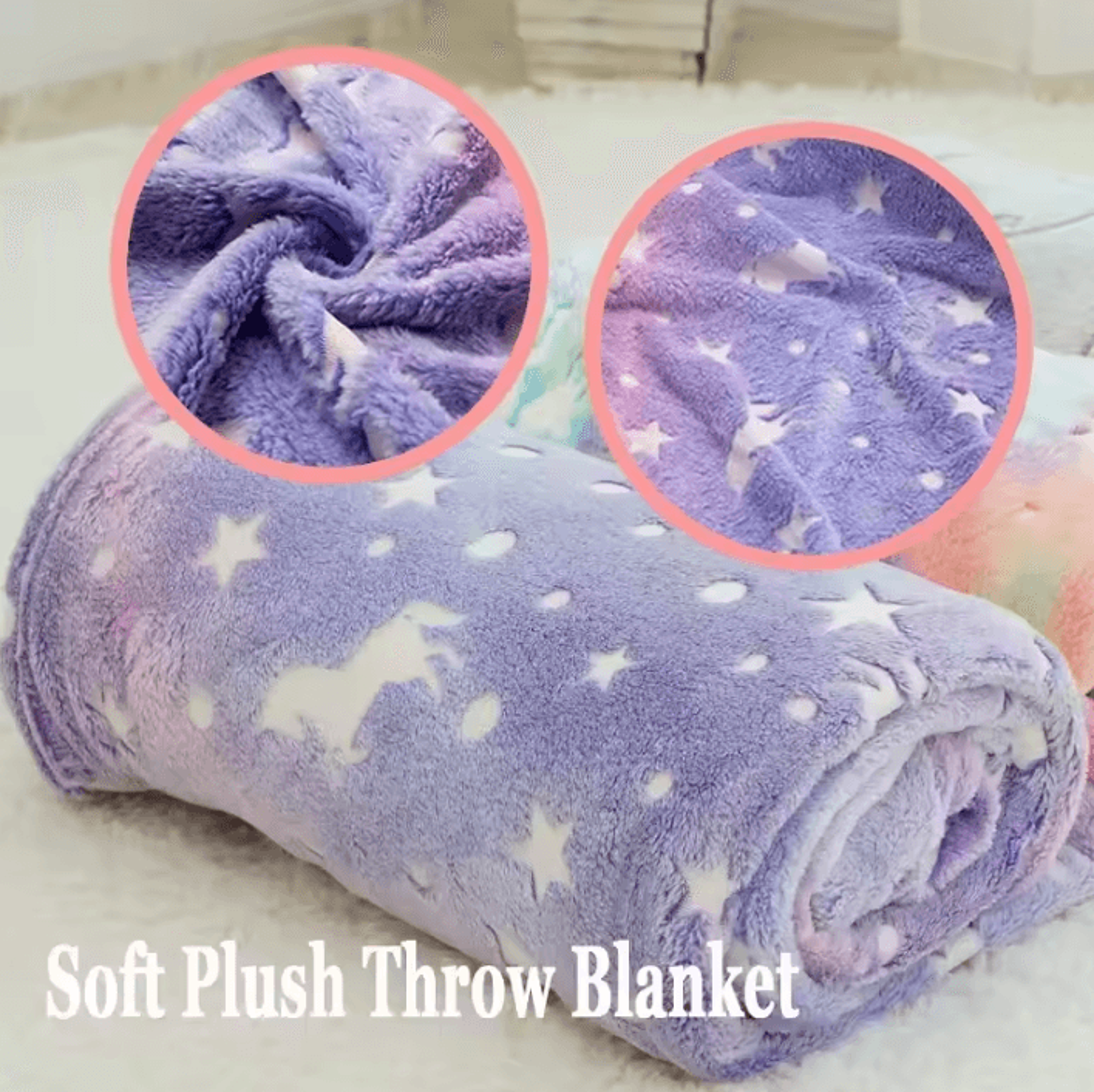 glow in the dark unicorn and dinosaur kids flannel blanket