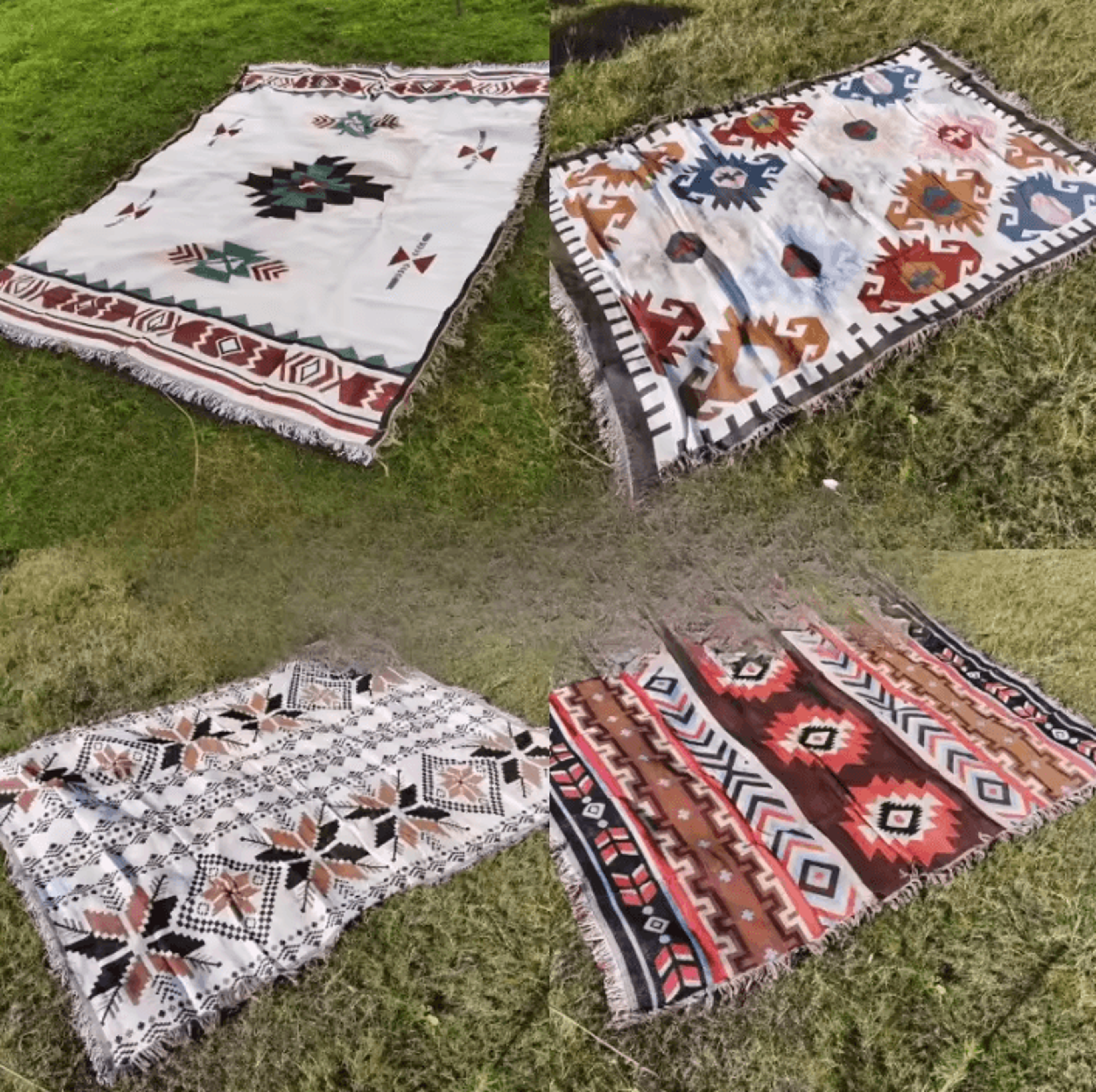bohemian woven camping throw blanket