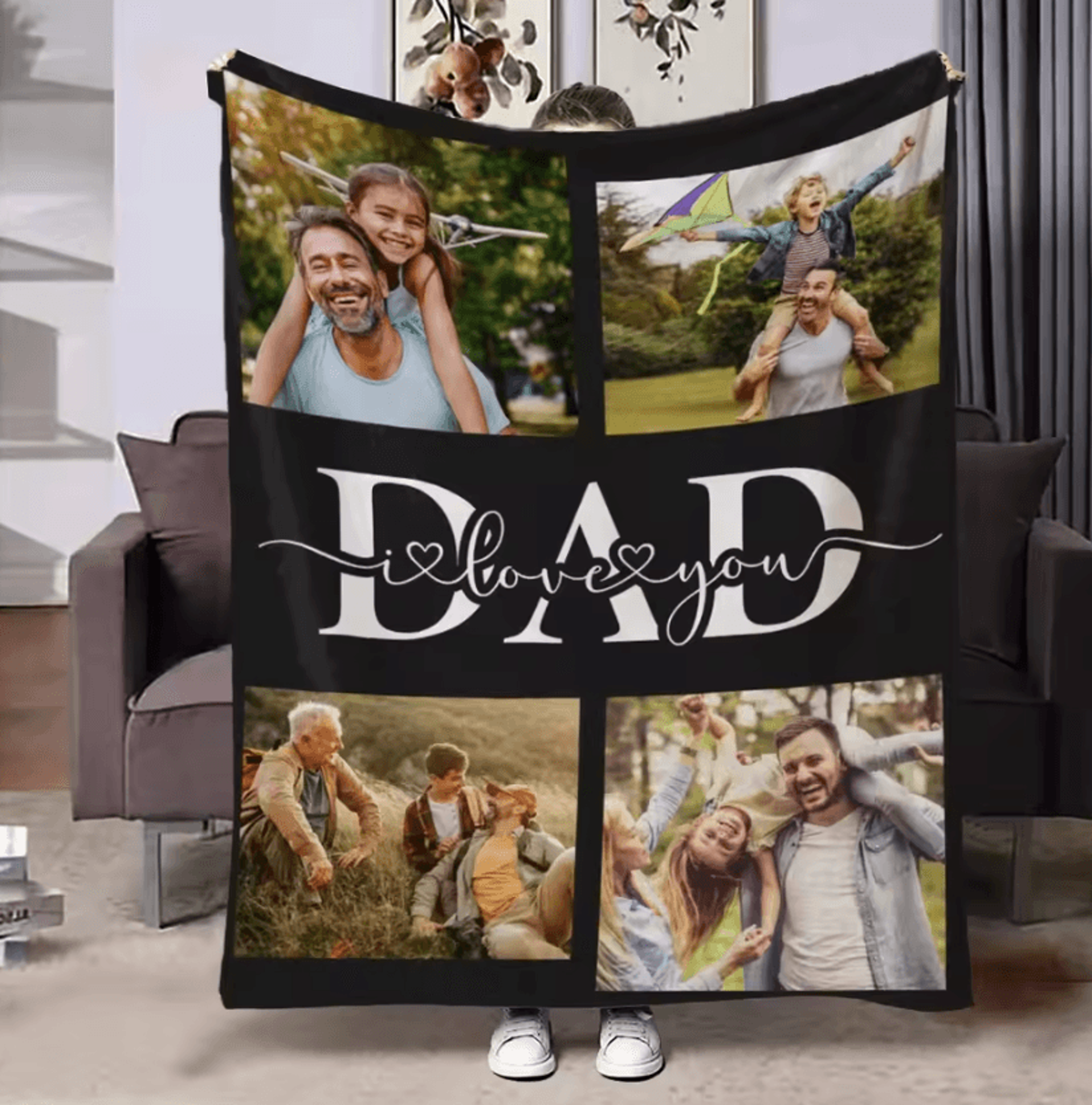personalized photo blanket for dad