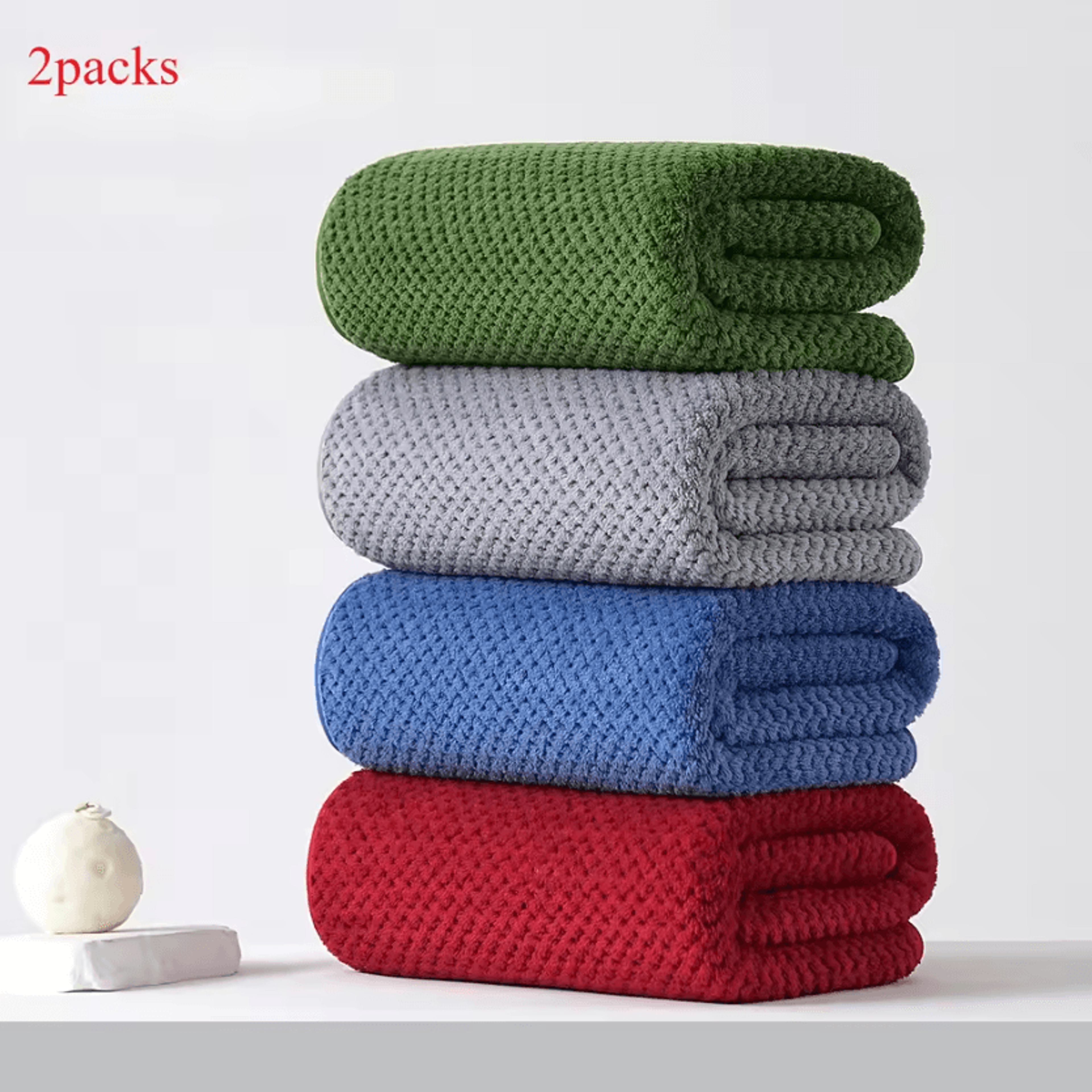 plaid coral velvet quick dry bath towel