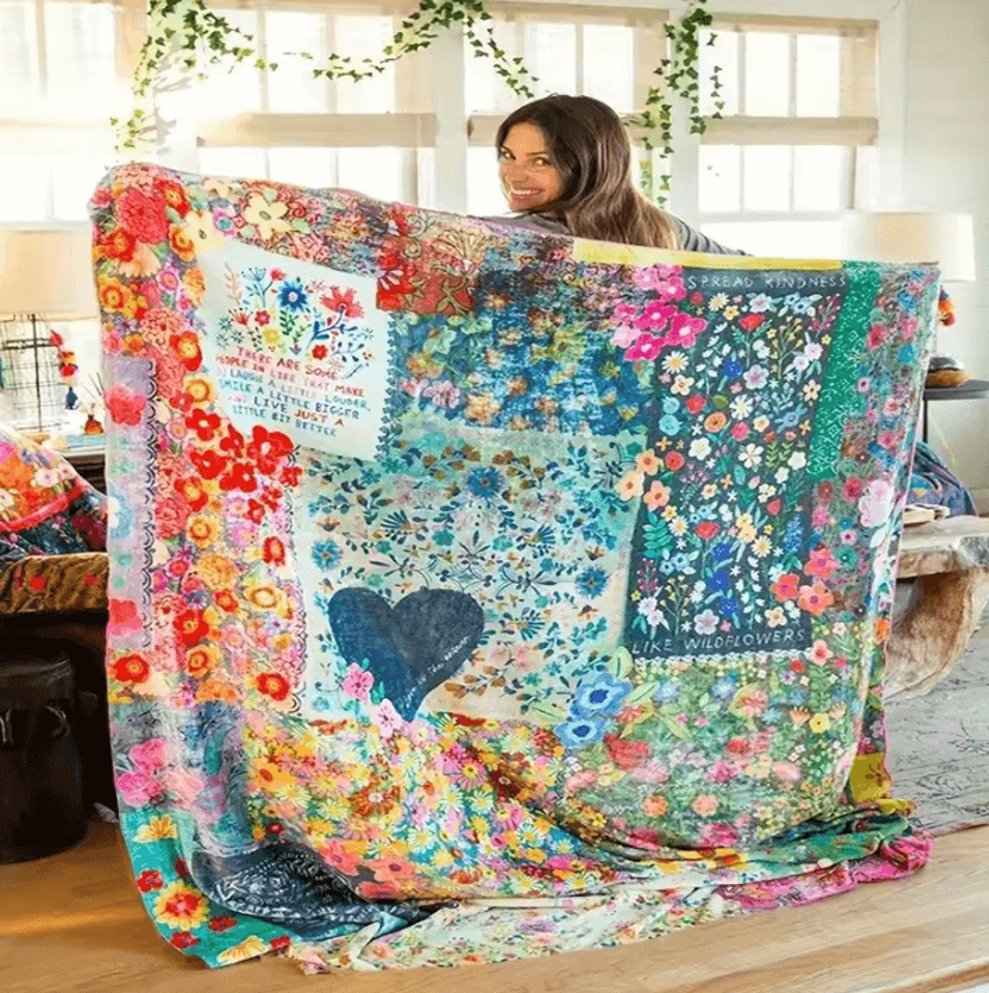 heart print soft flannel throw blanket