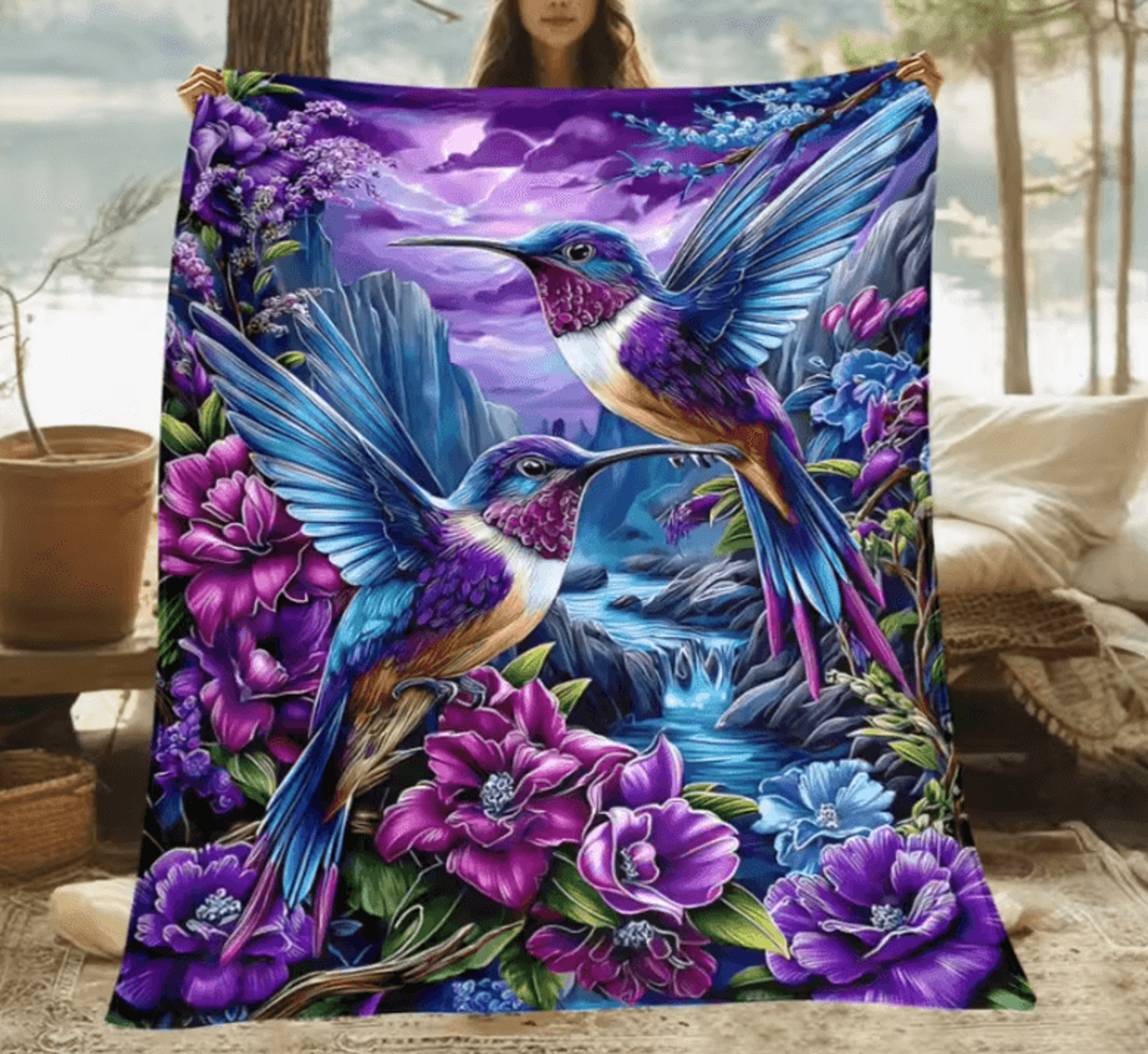 tropical jungle birds soft flannel throw blanket