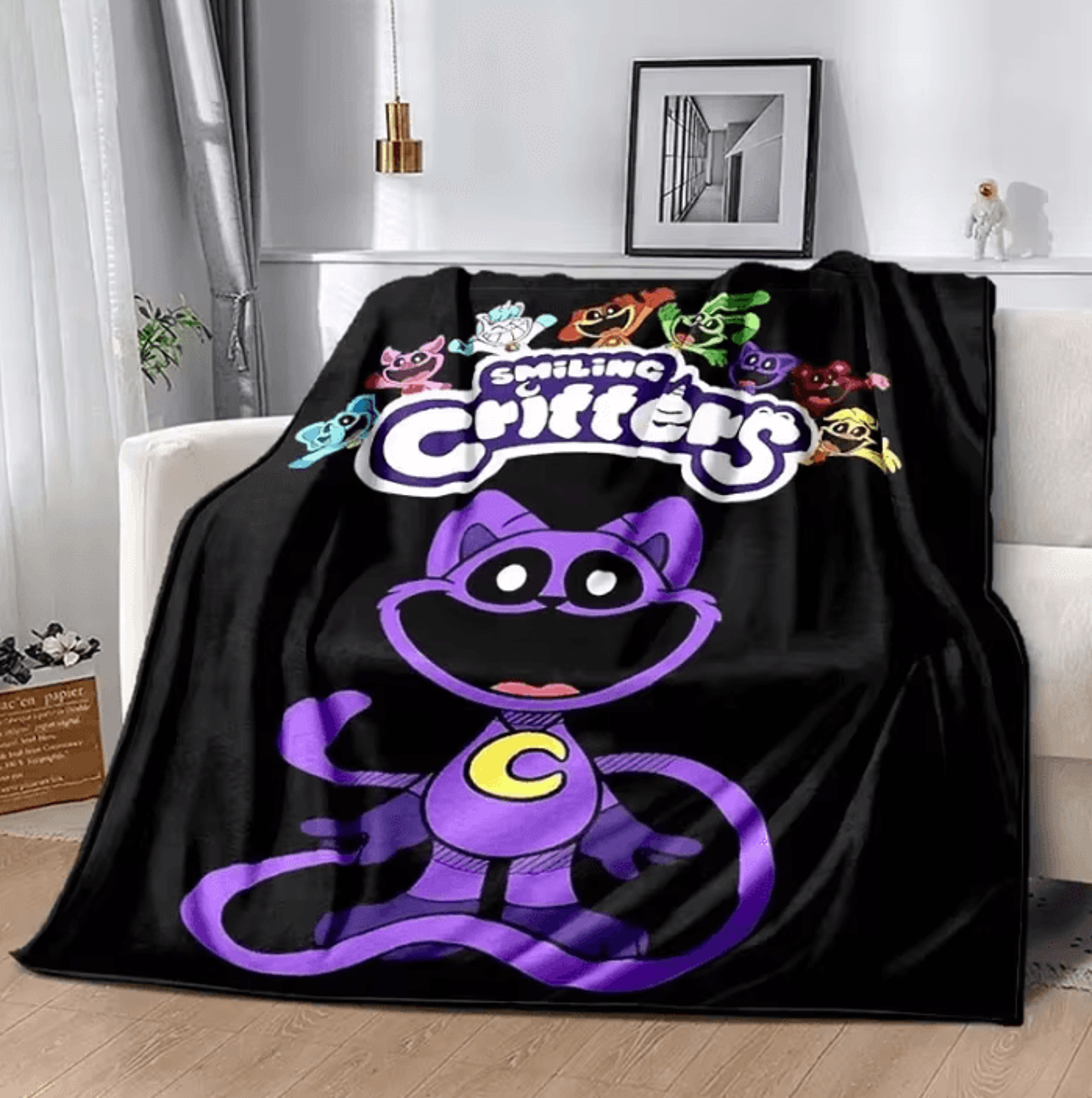 smiling critters cartoon soft flannel throw blanket