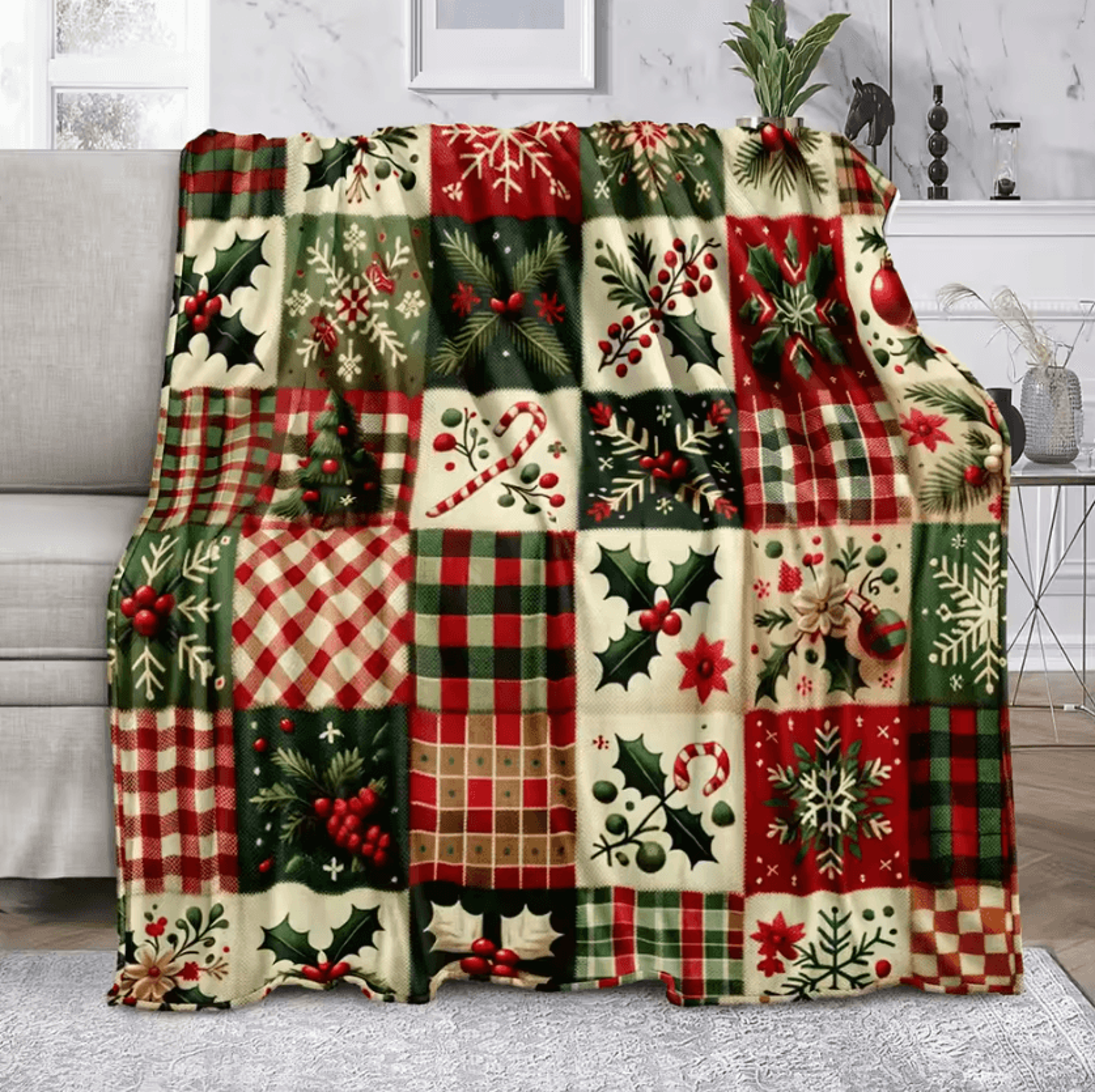 plaid candy soft microfiber throw blanket