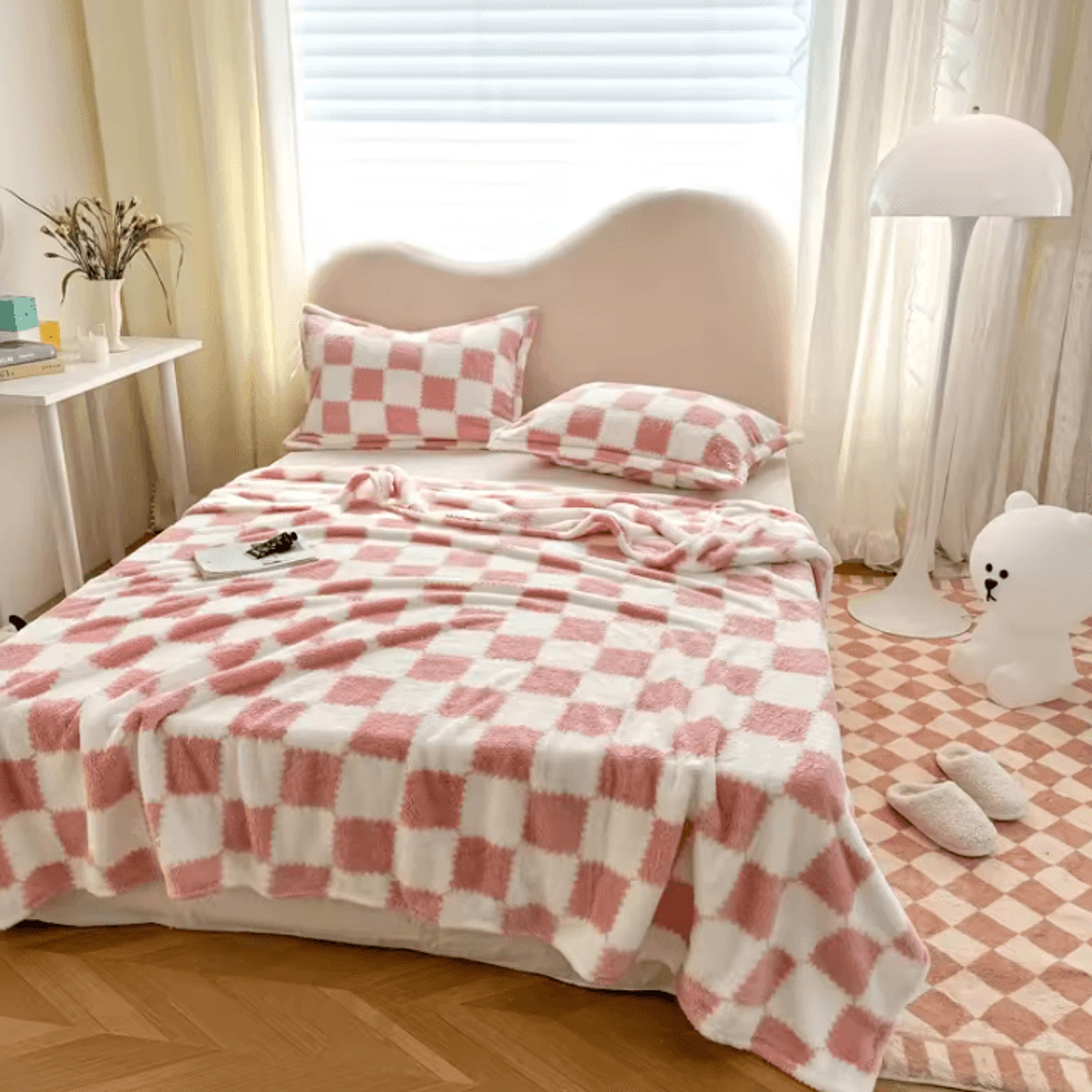 pink panda soft flannel fleece throw blanket