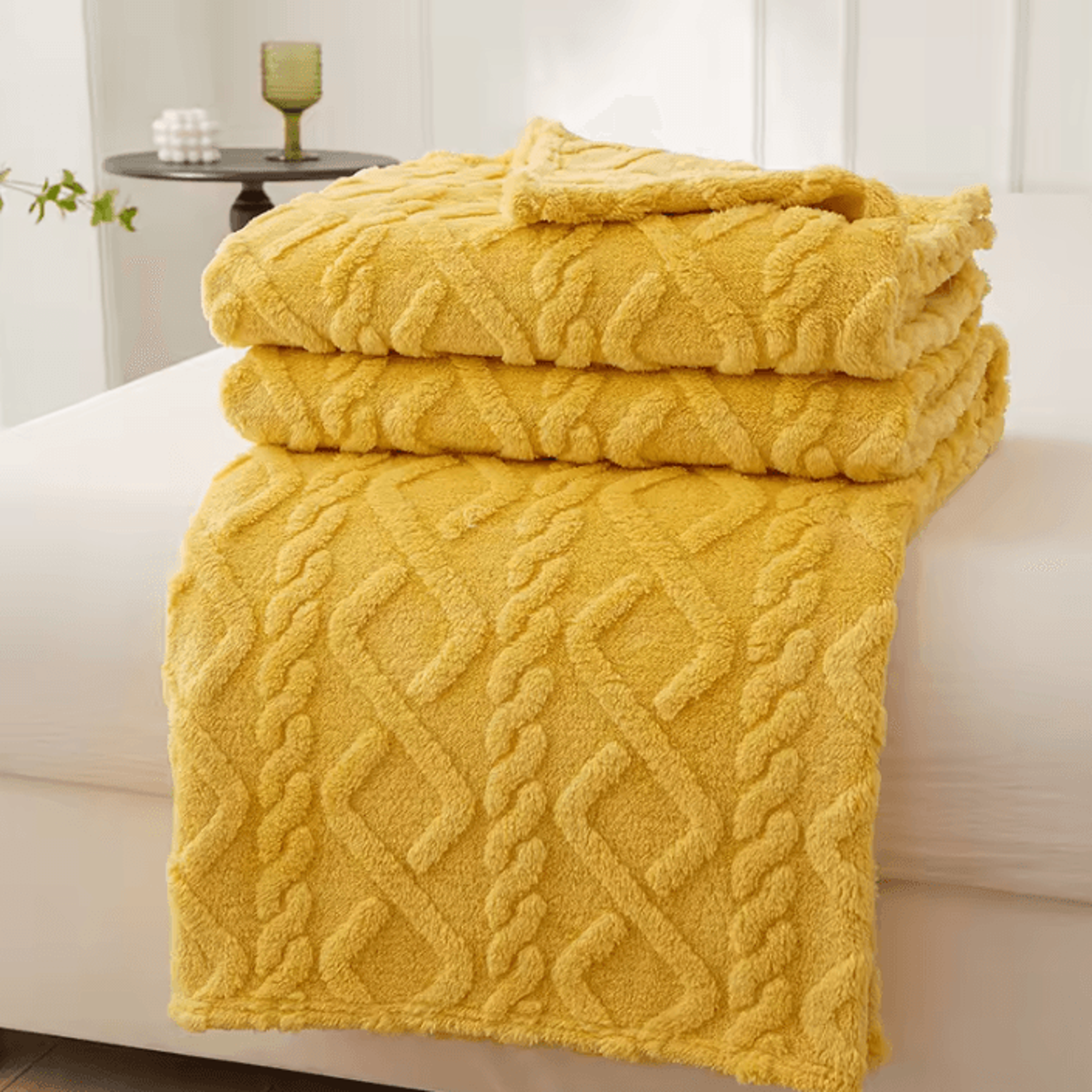 double sided jacquard fleece throw blanket