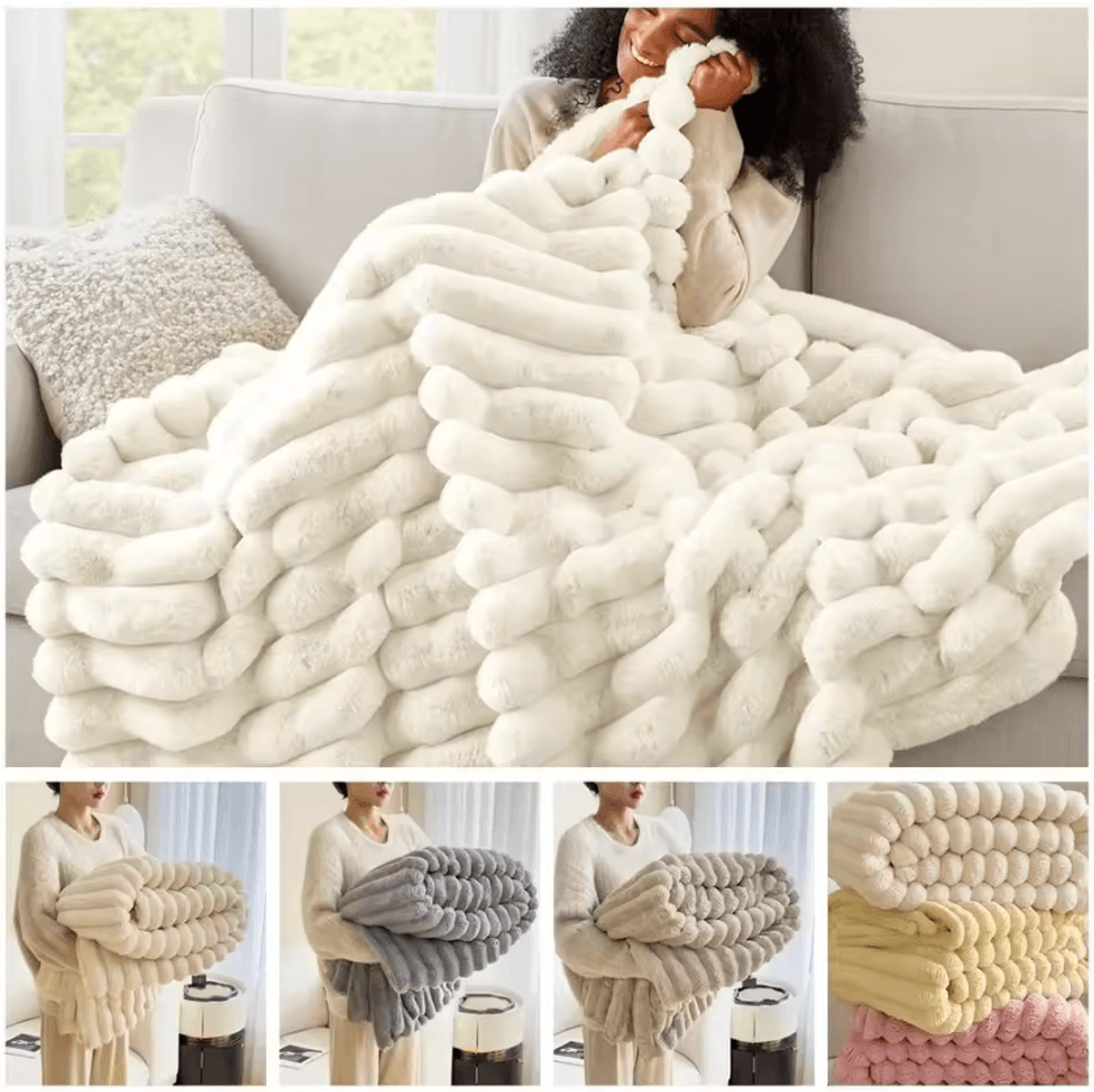 double sided plush striped throw blanket