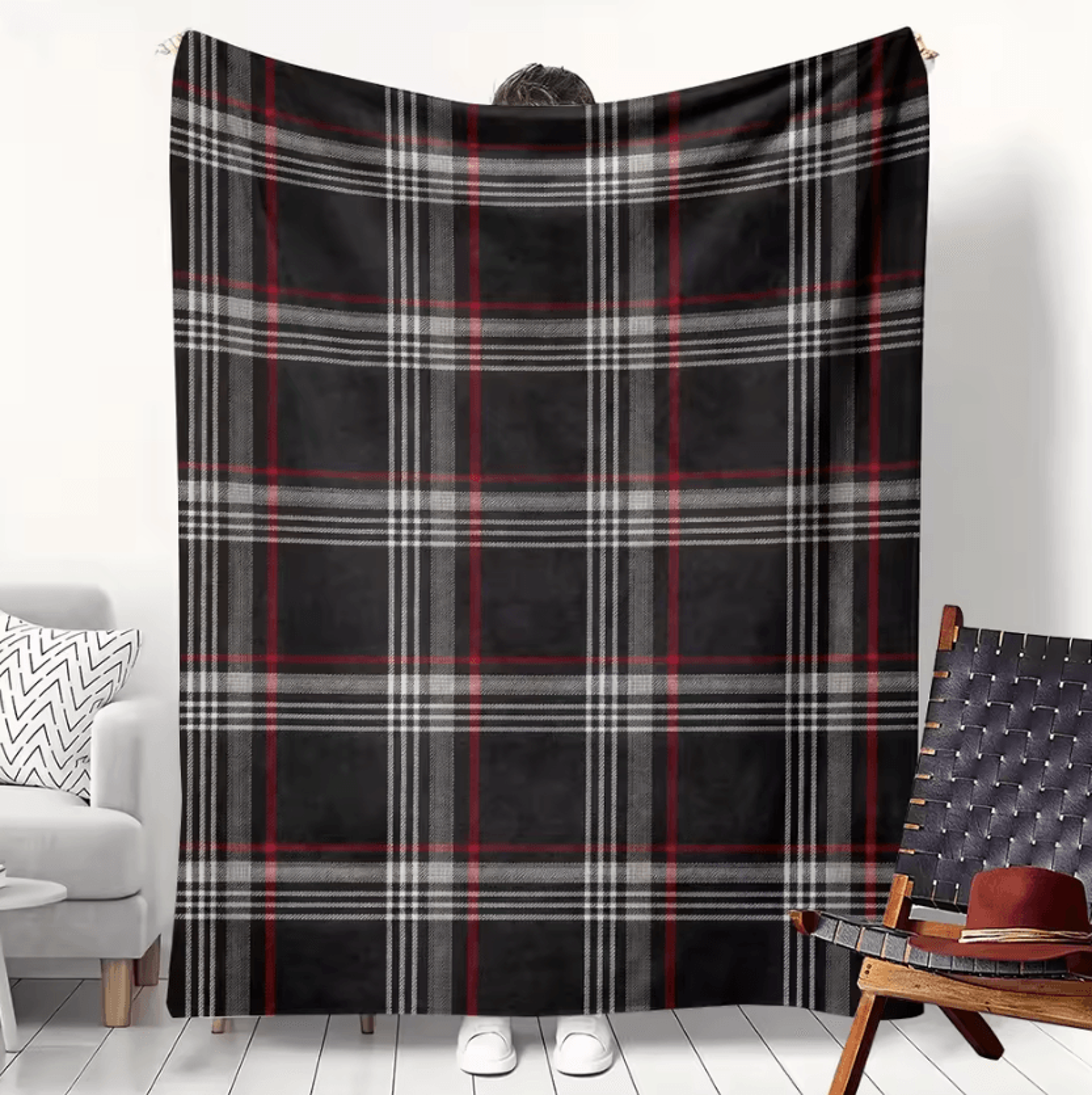gti tartan plaid flannel throw blanket