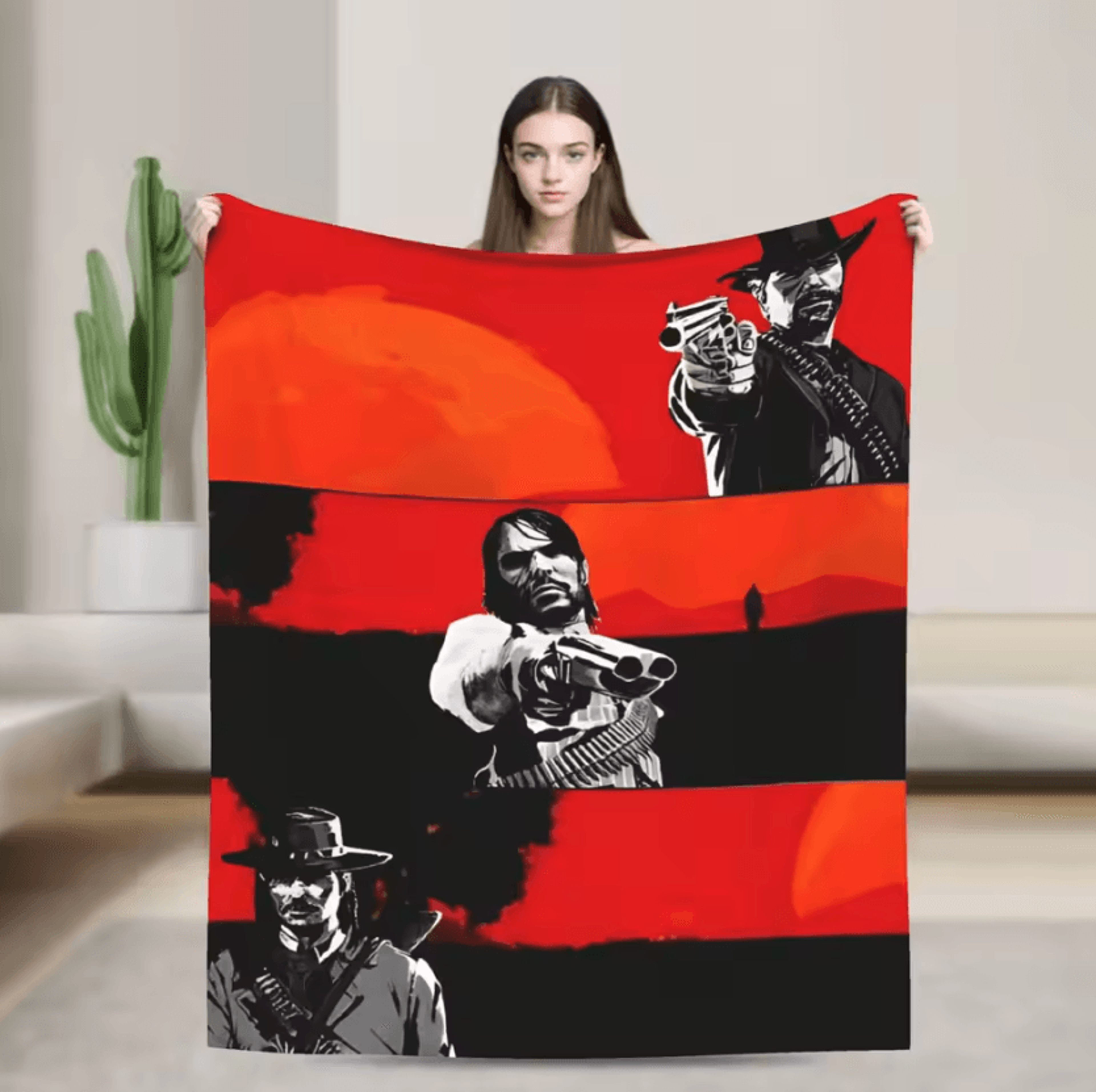 arthur morgan soft flannel throw blanket