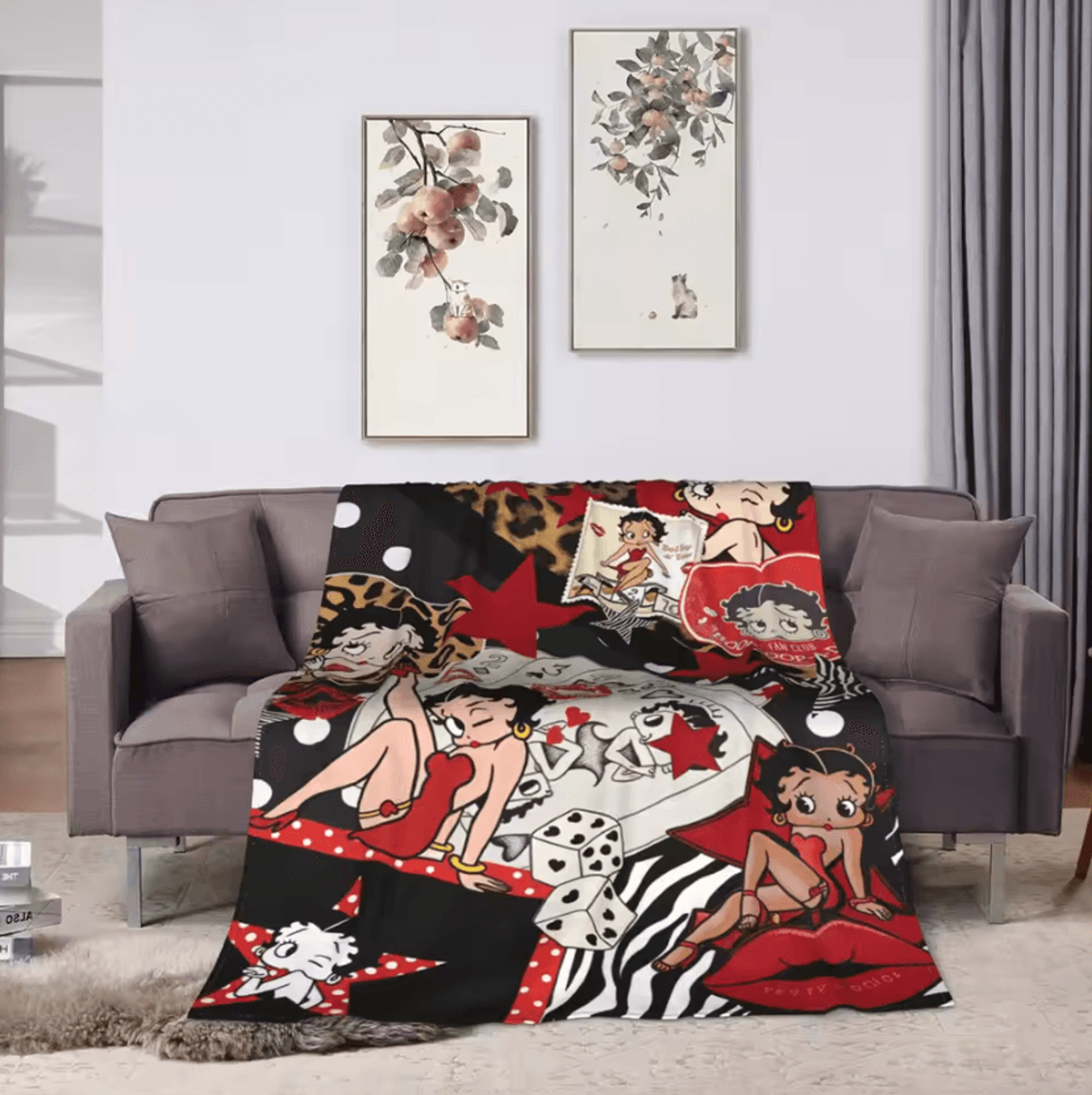 betty boop soft plush flannel throw blanket