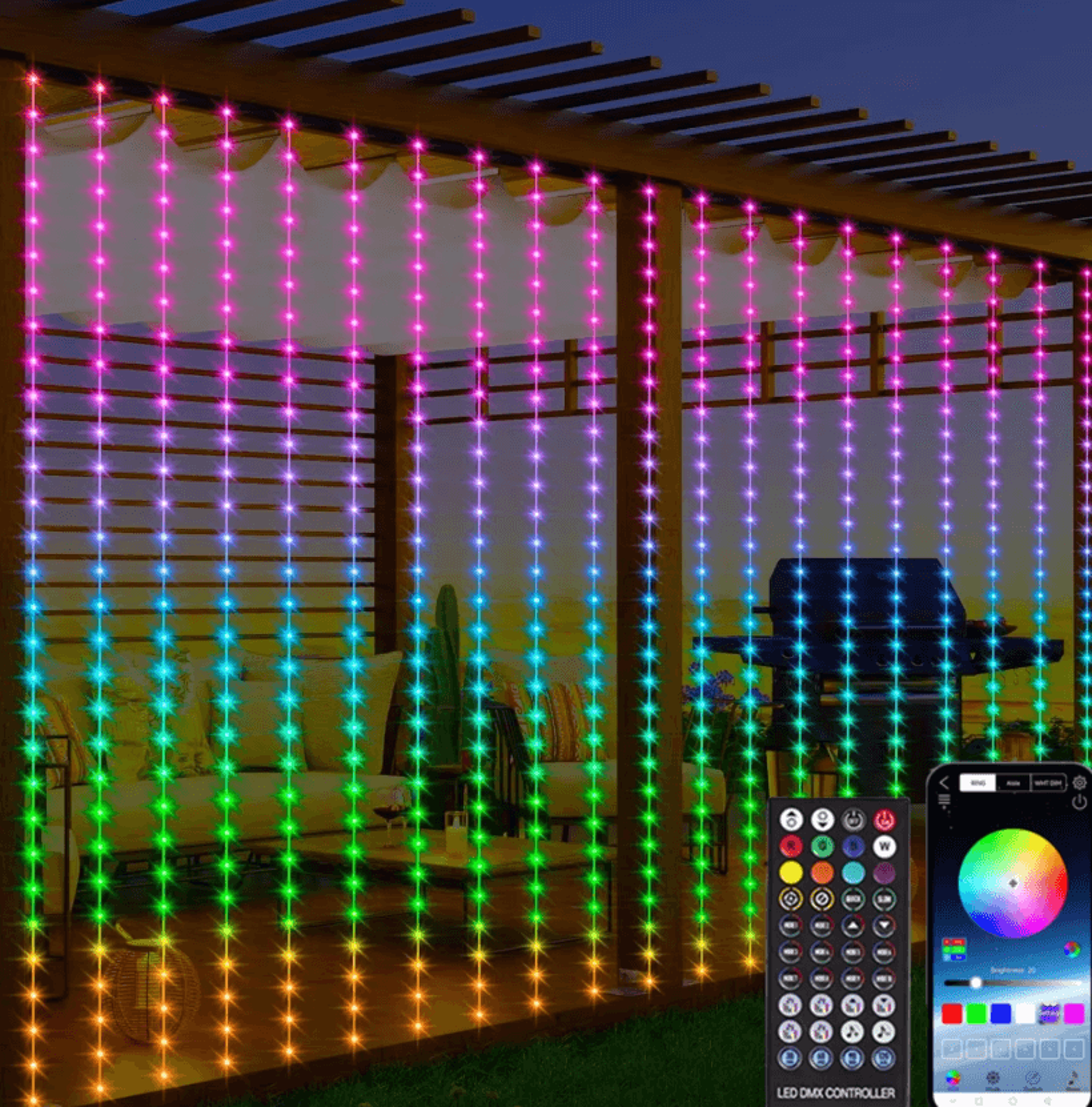 3m rgb app controlled led curtain lights