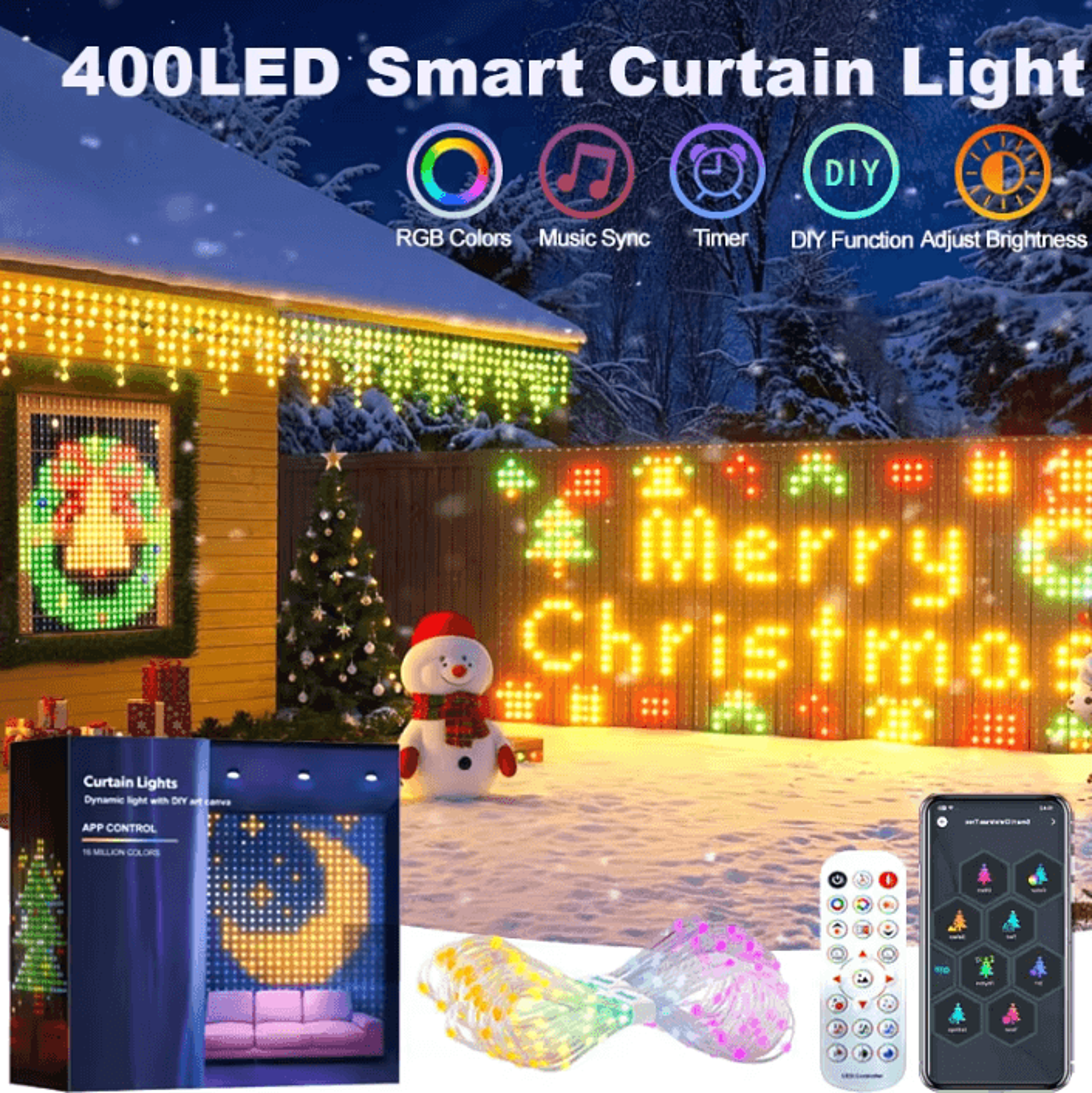 rgb smart music sync curtain lights