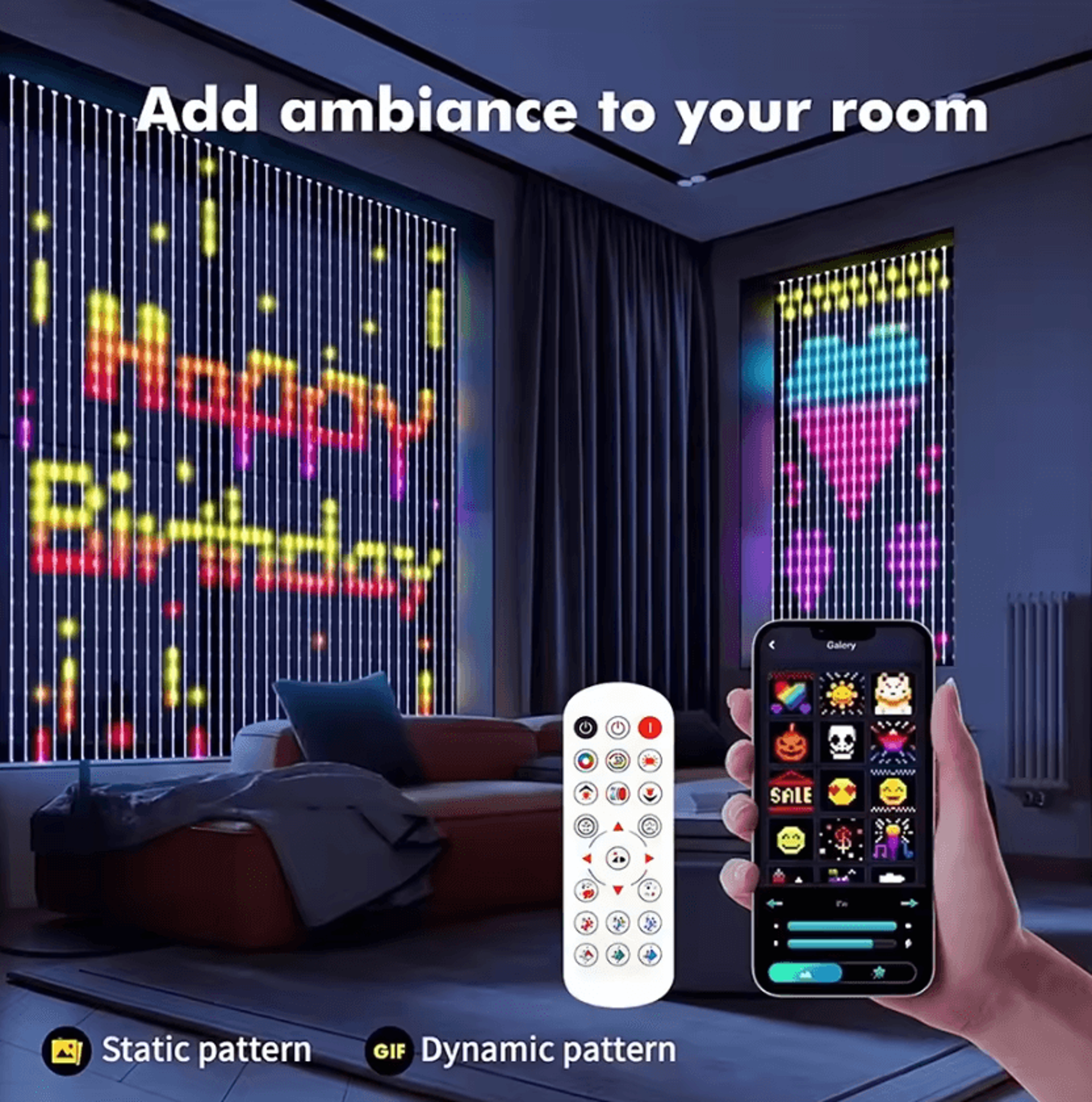 smart rgb diy pattern led curtain lights