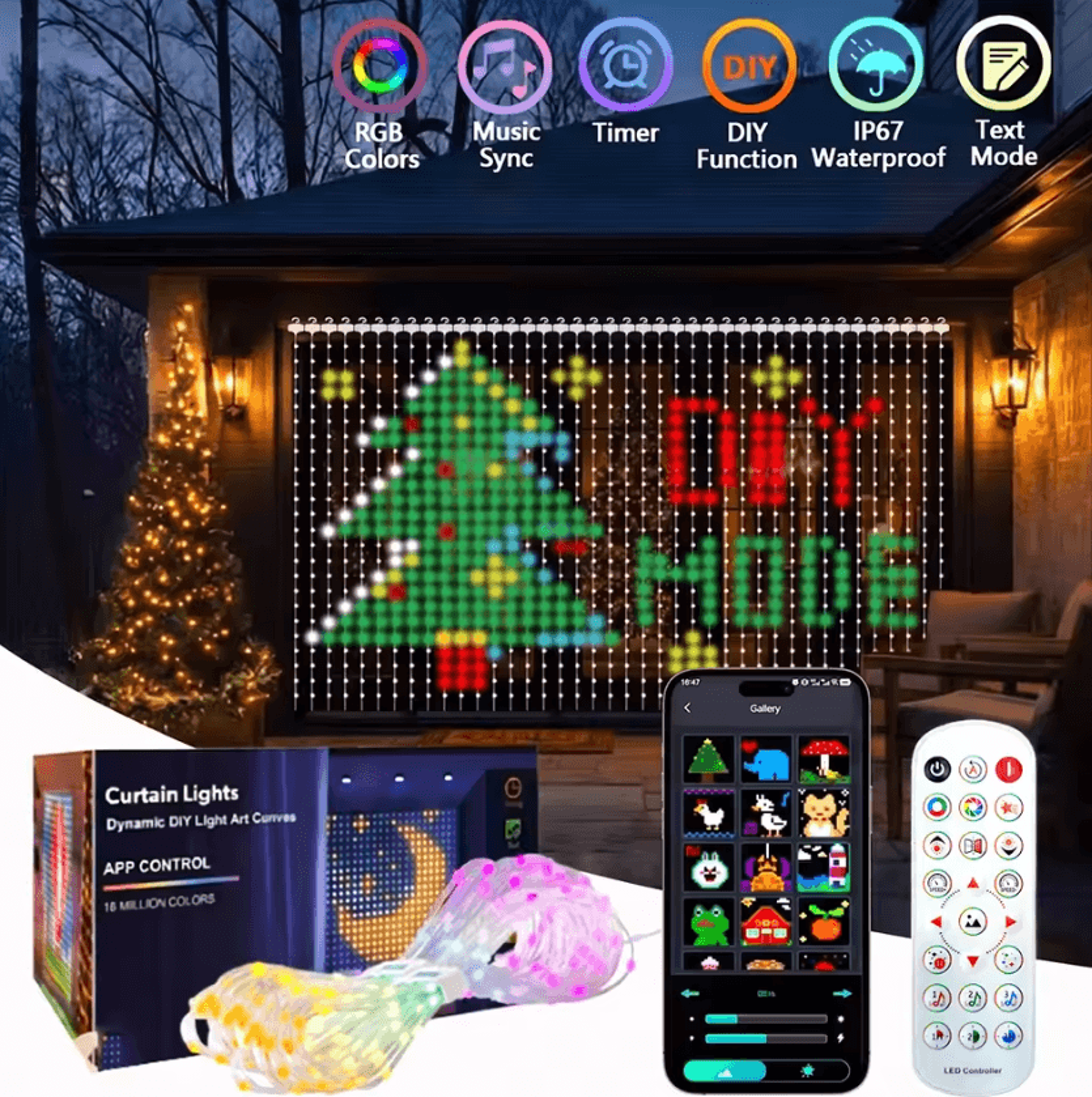 smart rgb music sync curtain fairy lights
