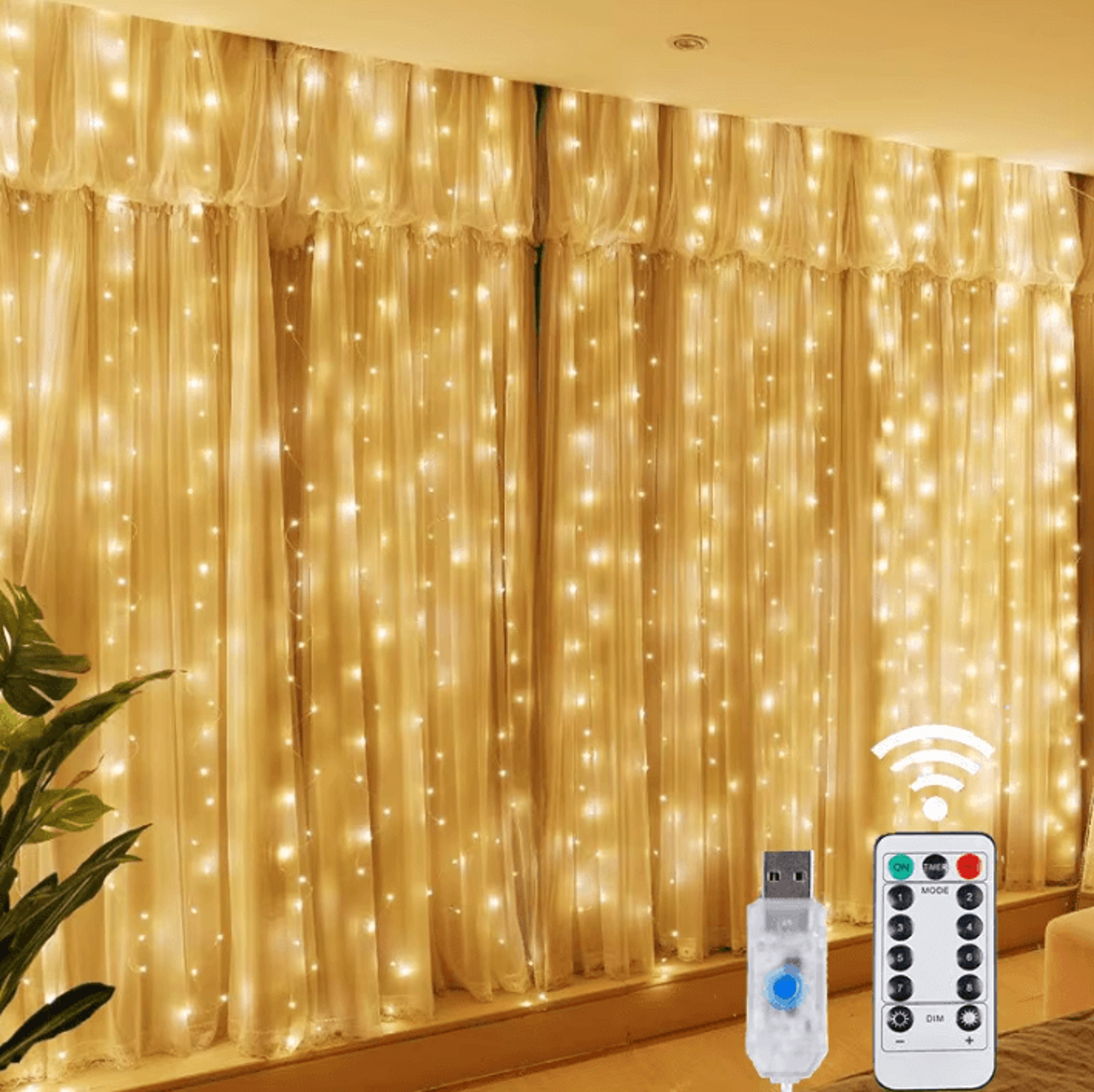 8 mode usb christmas curtain fairy lights