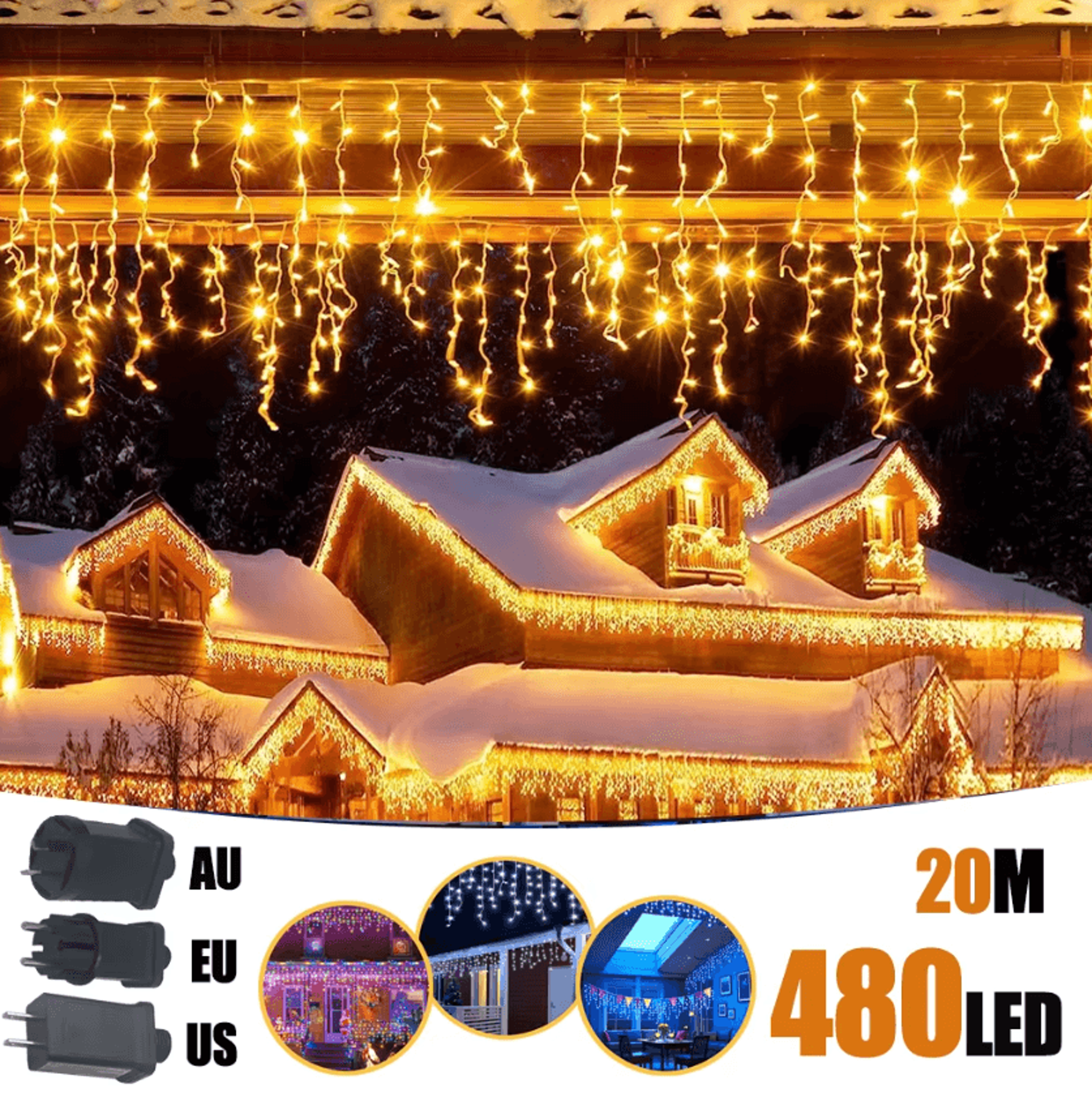 waterproof 8 mode led icicle curtain lights