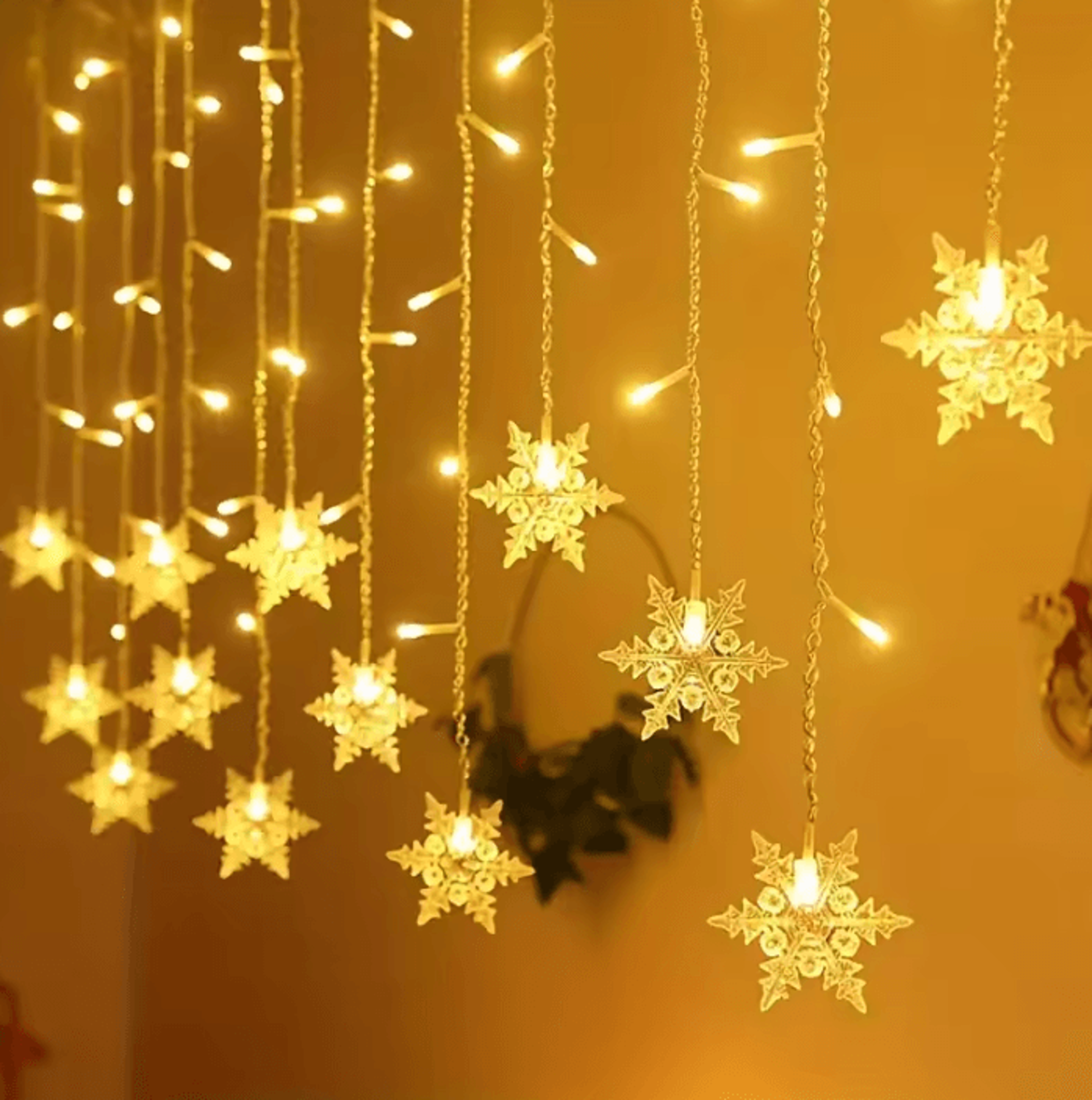 snowflake led curtain string lights